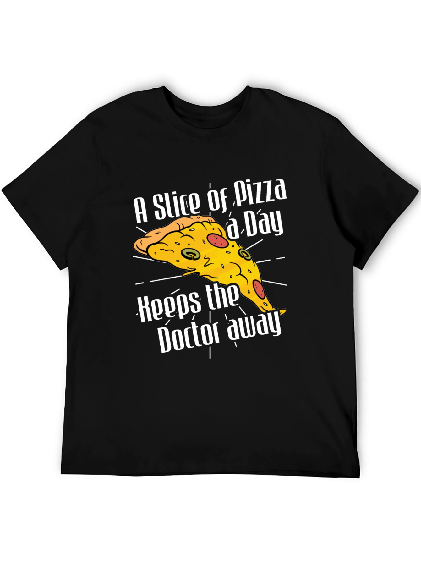 Black Pizza a Day Funny T-Shirt view 5