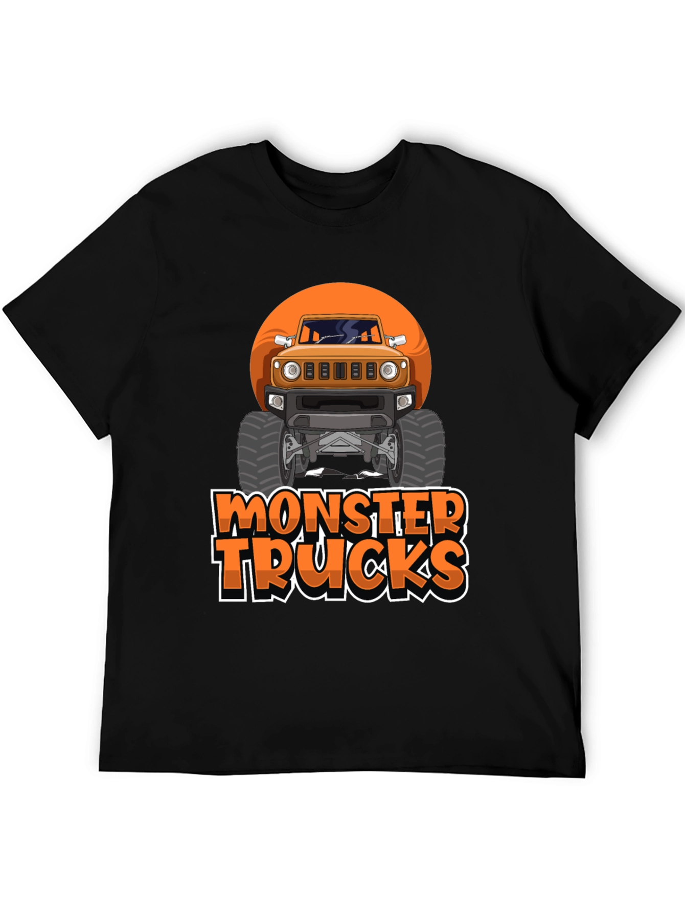 Black Monster Trucks Graphic Tee -  Black Crew Neck T-Shirt view 5