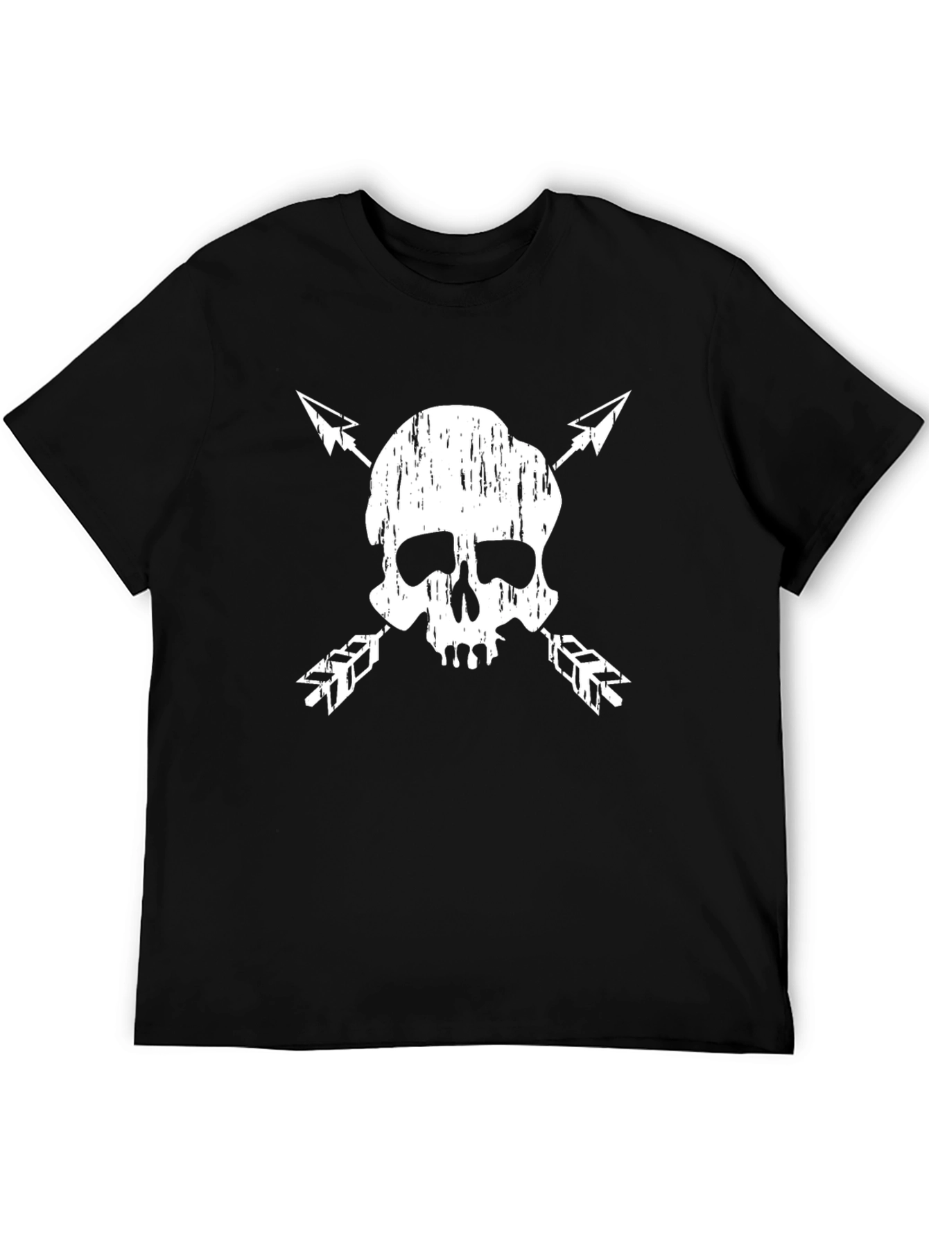 Black Skull & Arrow Graphic Tee - Black Cotton Blend view 5