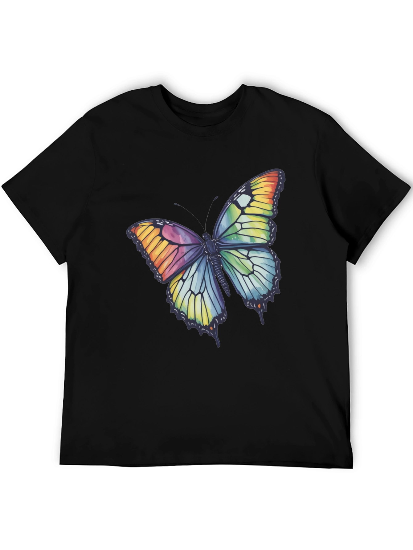 Black Butterfly Graphic Tee - Rainbow Wings T-Shirt view 5