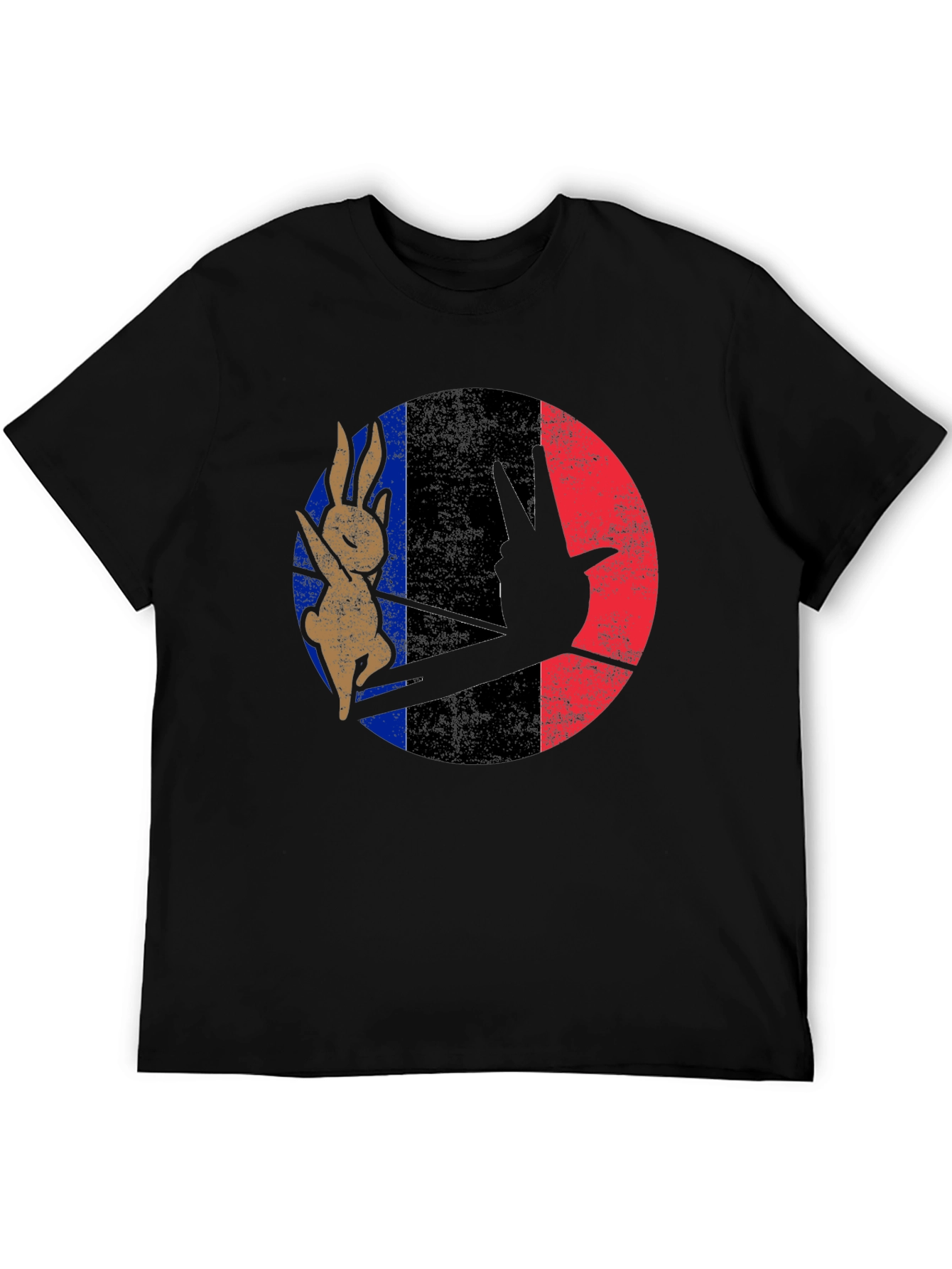 Black Retro Bunny Peace Sign Graphic Tee view 5