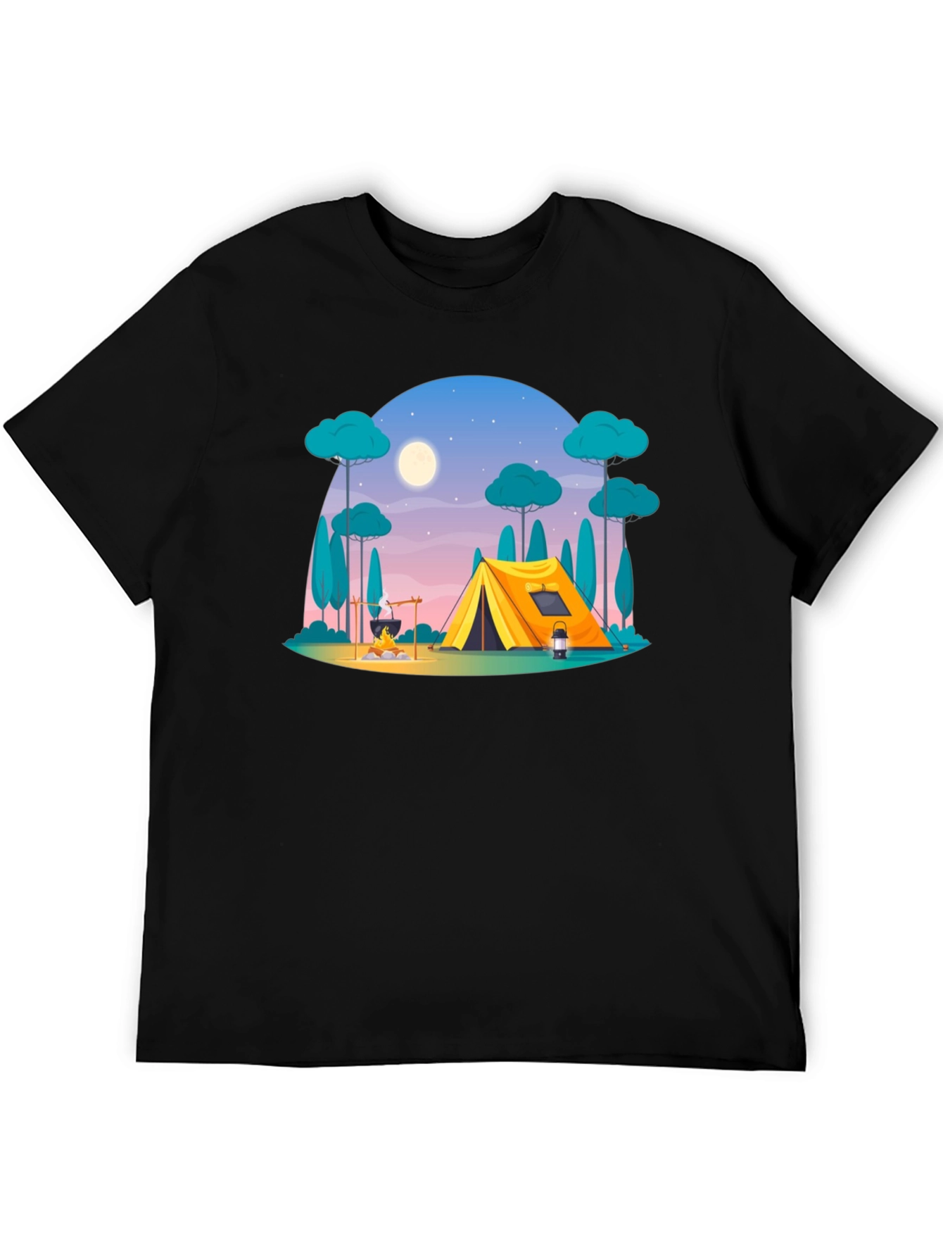 Black Camping Scene Graphic Tee - Outdoor Adventure Shirt view 5