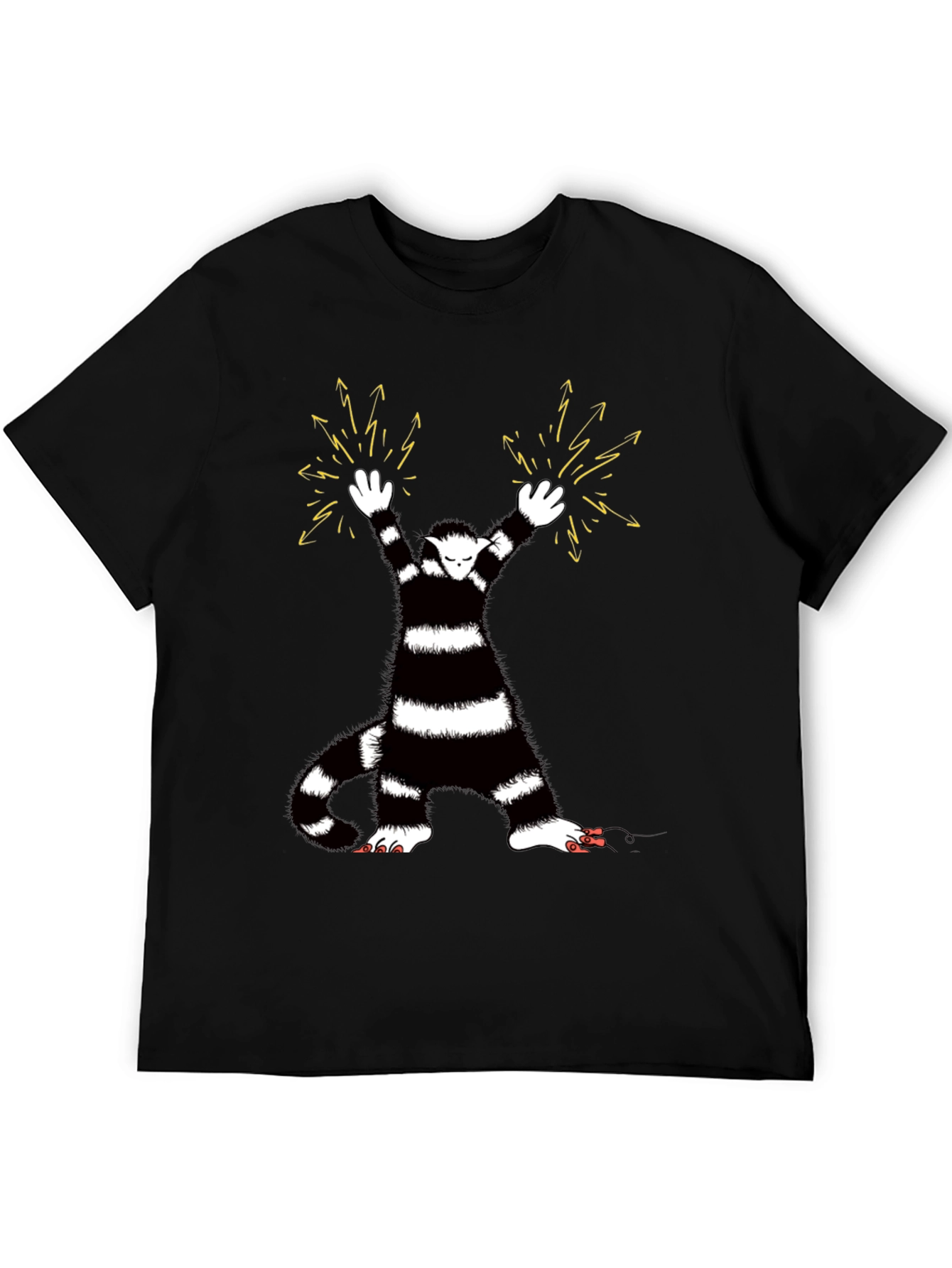 Black Funky Cat Wizard Black T-Shirt view 5