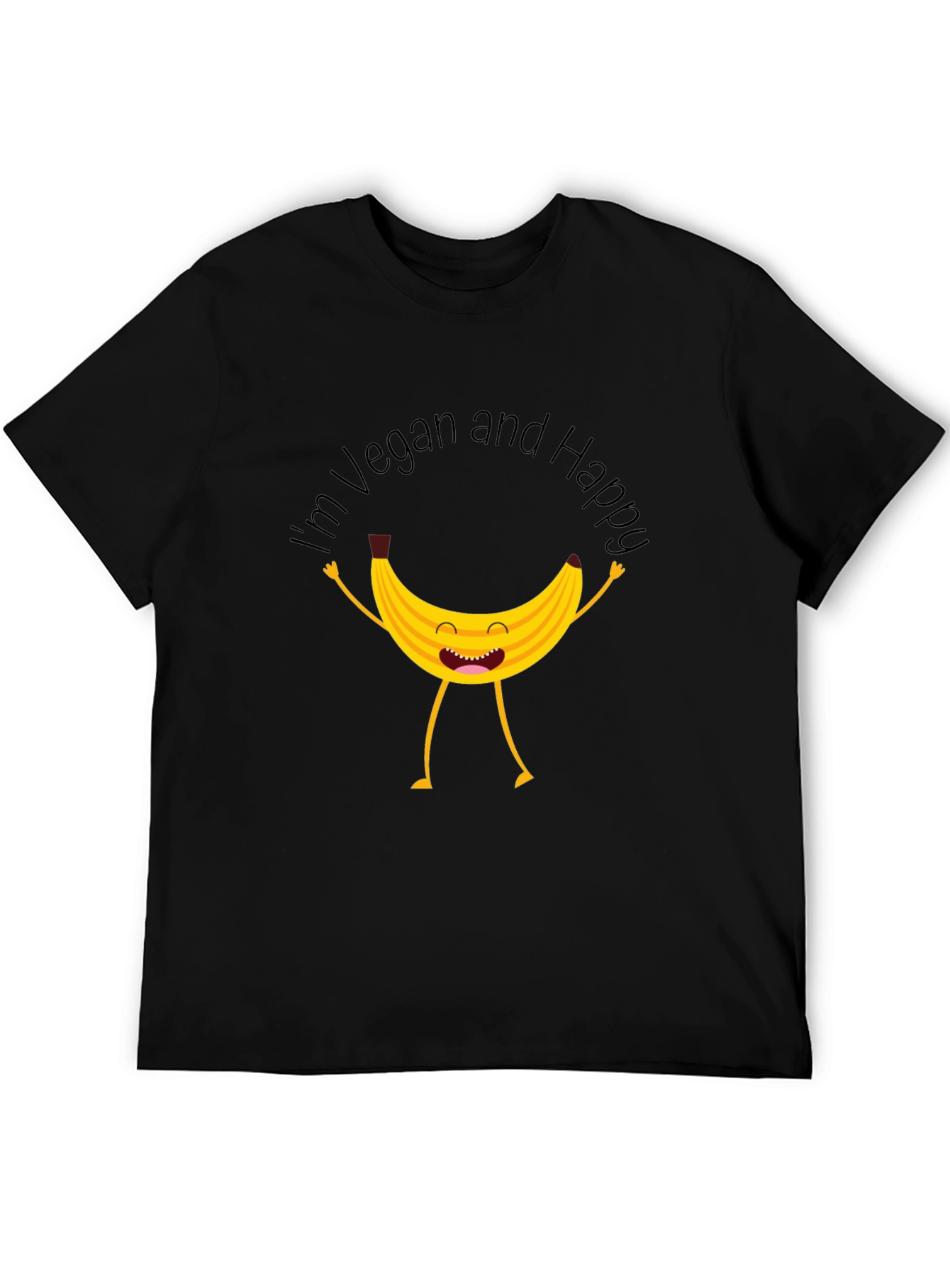 Black Vegan Happy Banana Graphic T-Shirt view 5
