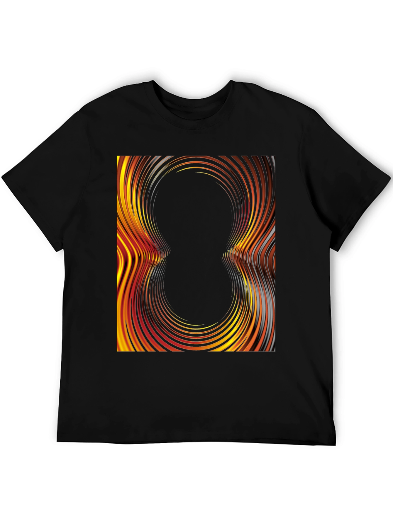 Black Abstract Swirl Graphic Tee - Black Cotton T-Shirt view 5