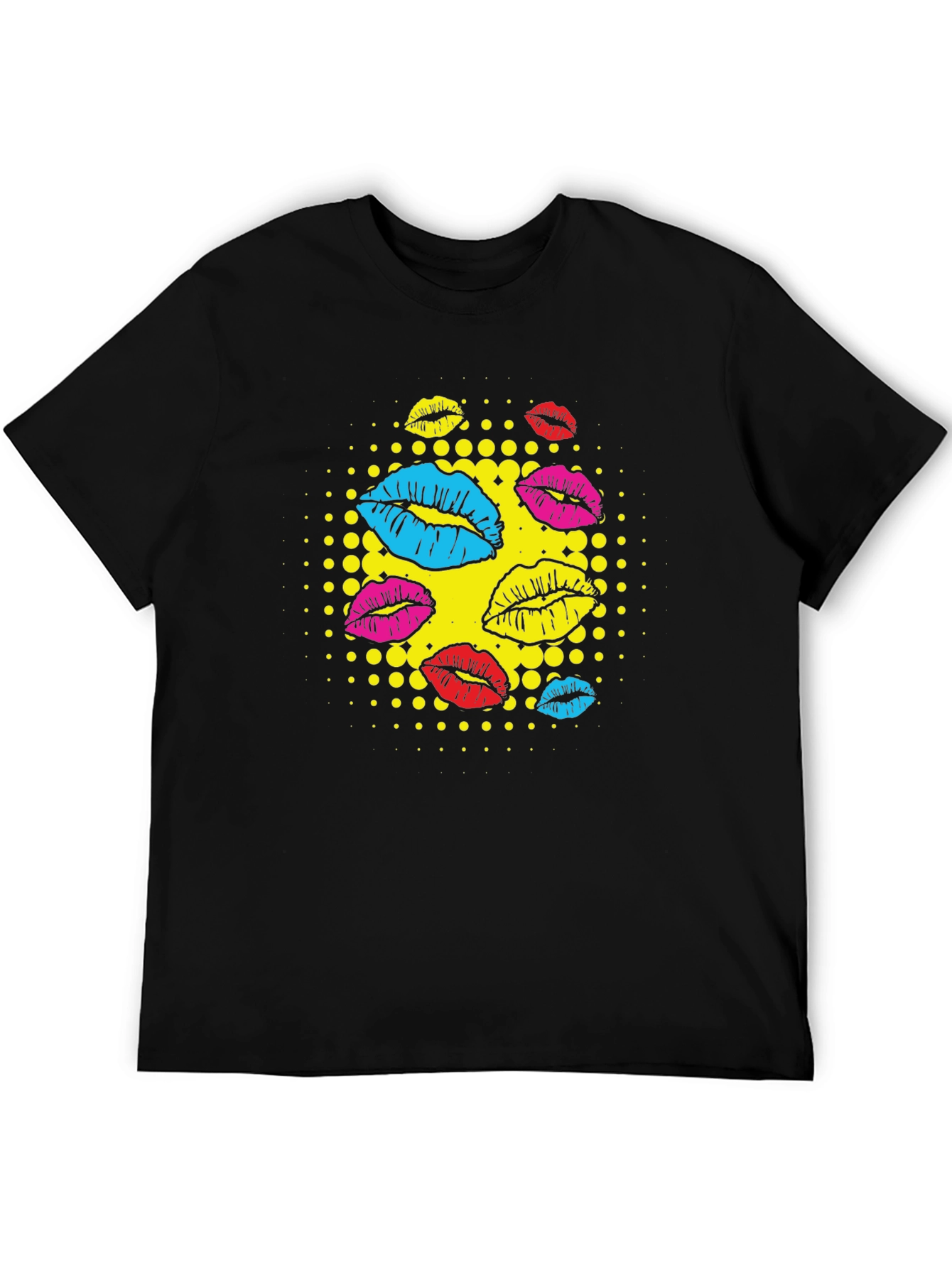 Black Pop Art Lips Graphic T-Shirt - Stylish Casual Wear view 5