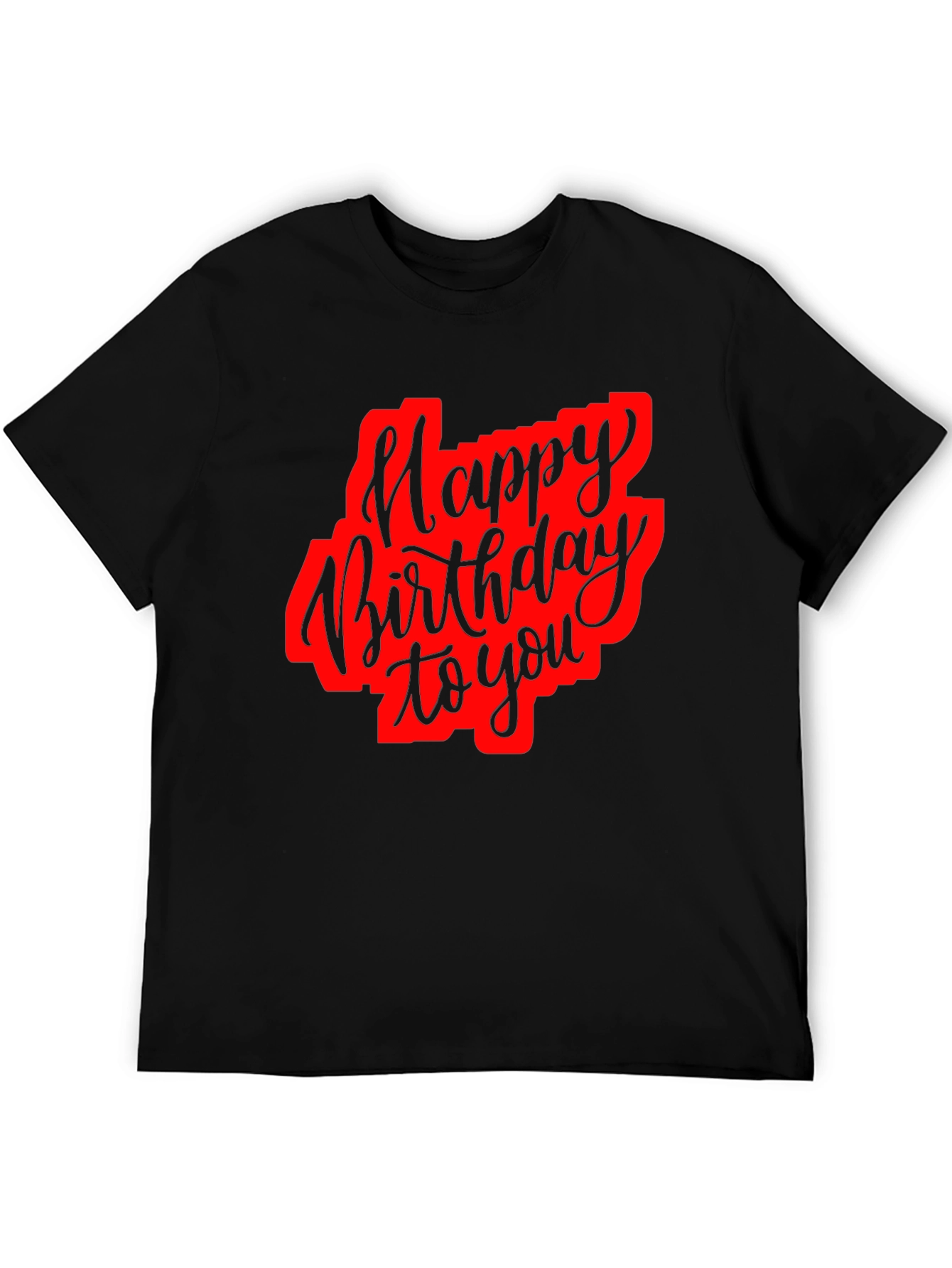 Black Happy Birthday Black Graphic T-Shirt view 5