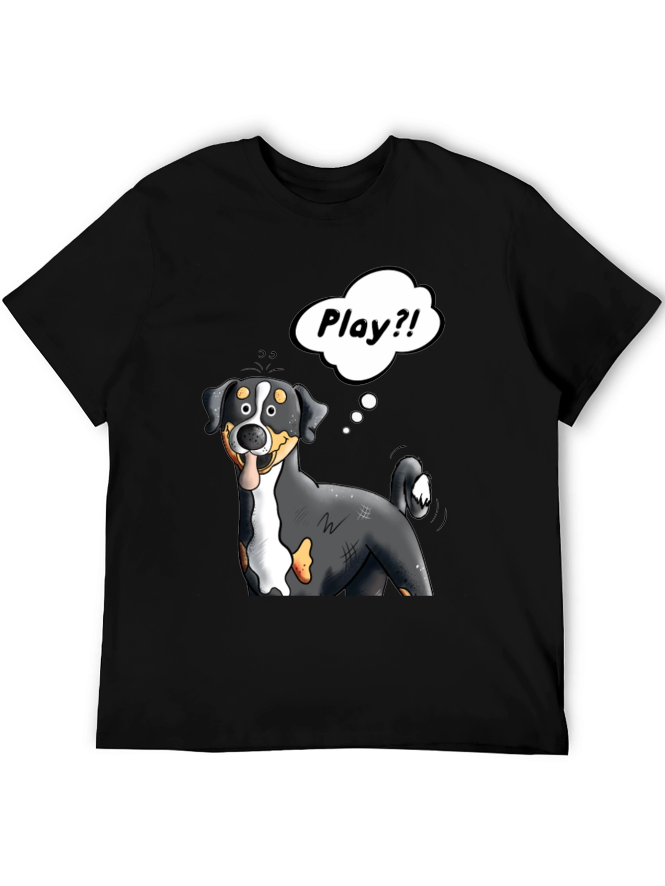Black Playful Dog Cartoon Graphic Tee view 5