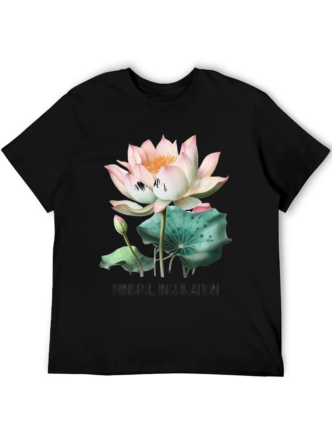 Black Mindful Inspiration Lotus Graphic Tee - Black view 5