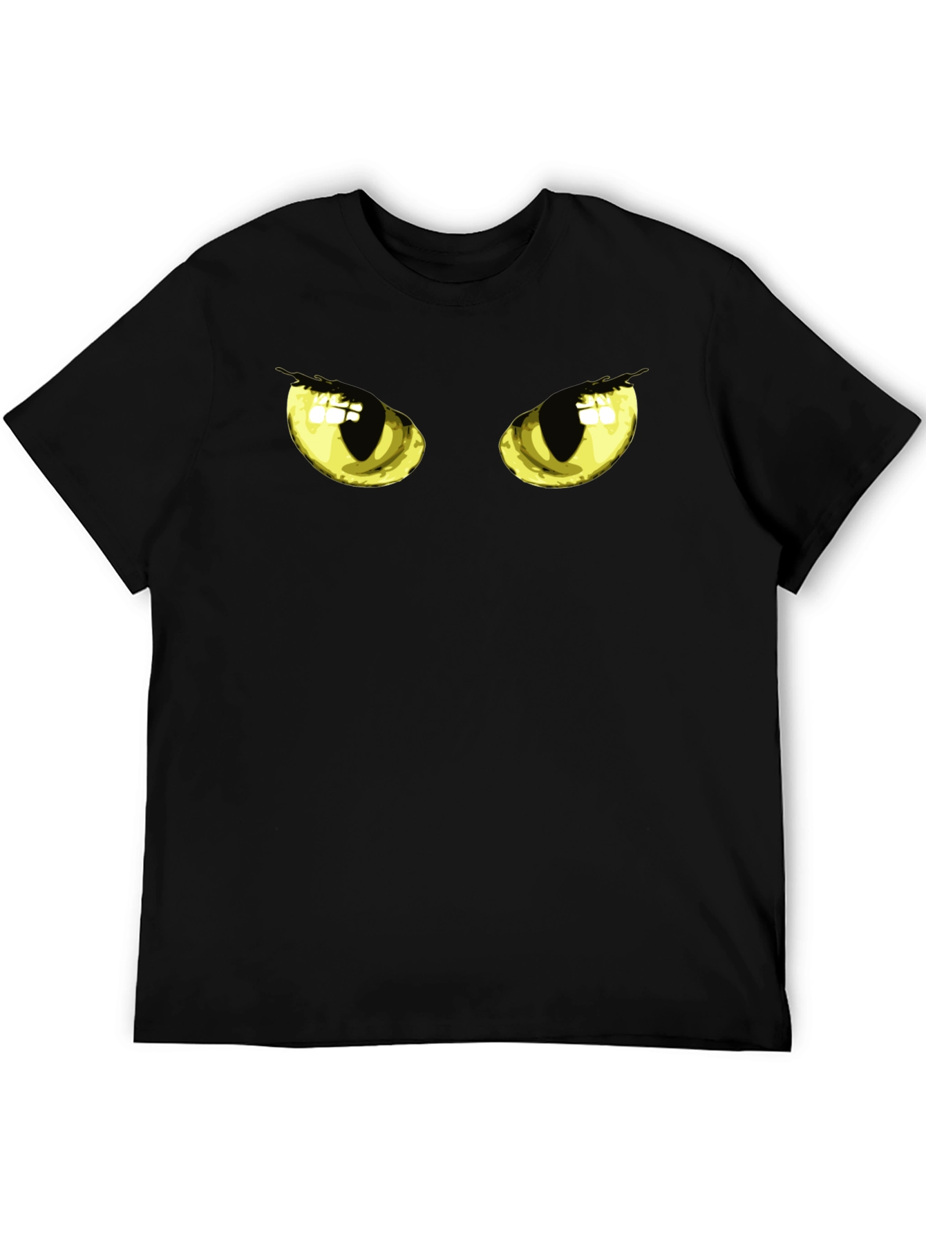 Black Men's Black T-Shirt with Cat Eyes Graphic view 5