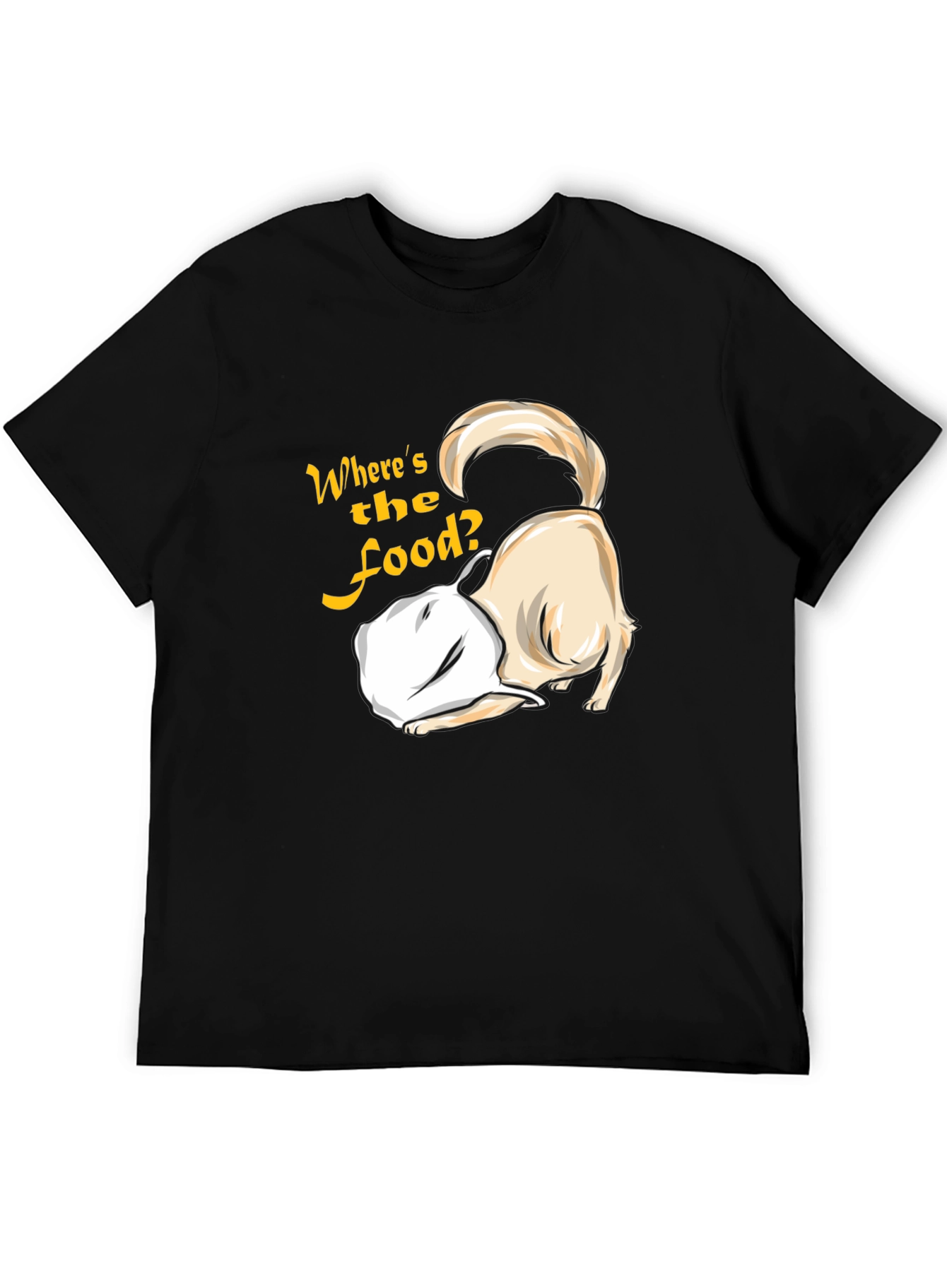 Black Funny Dog 'Where's the Food?' Black T-Shirt view 5