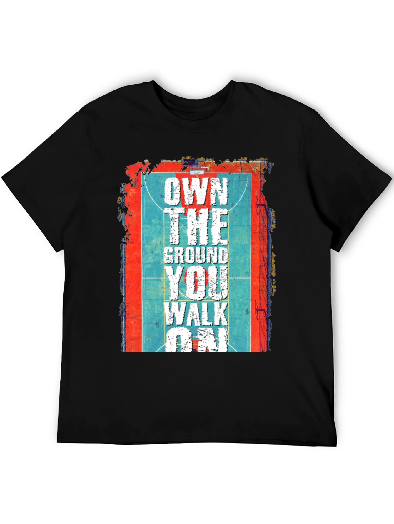 Black Own The Ground T-Shirt Basketball Court Design view 5