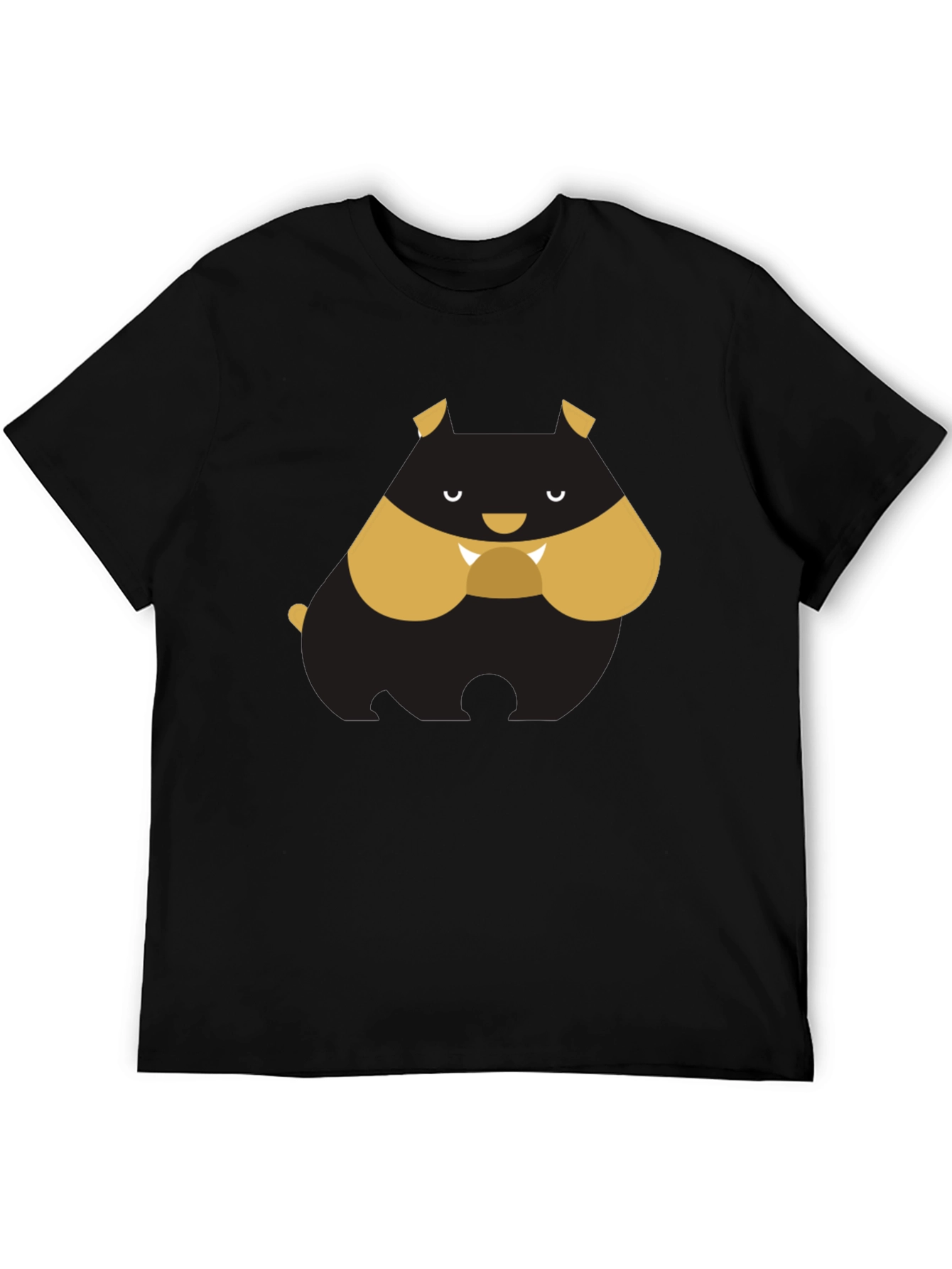 Black Cartoon Bulldog Graphic Tee - Black T-Shirt view 5