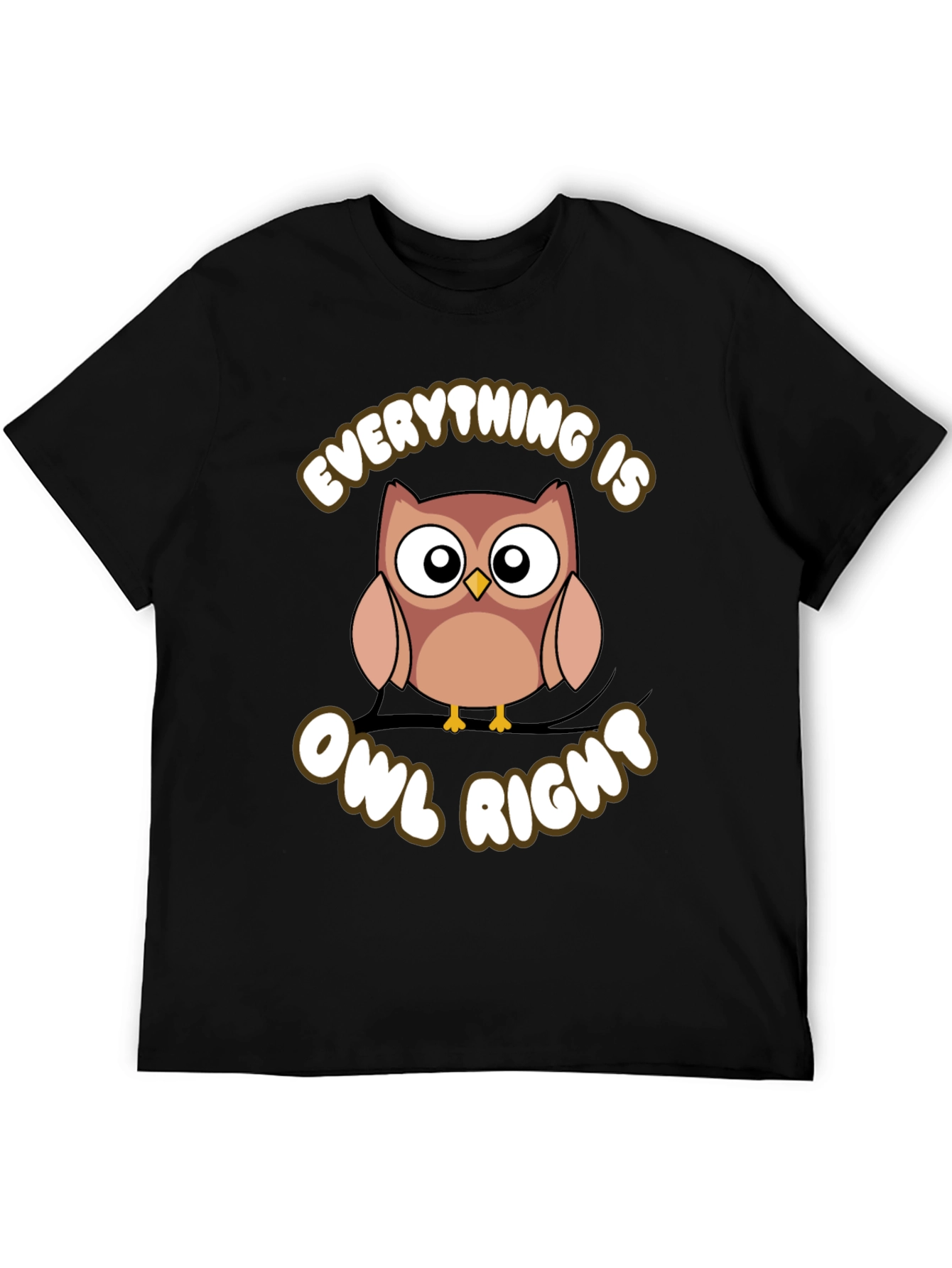 Black Everything Is Owl Right Graphic T-Shirt view 5