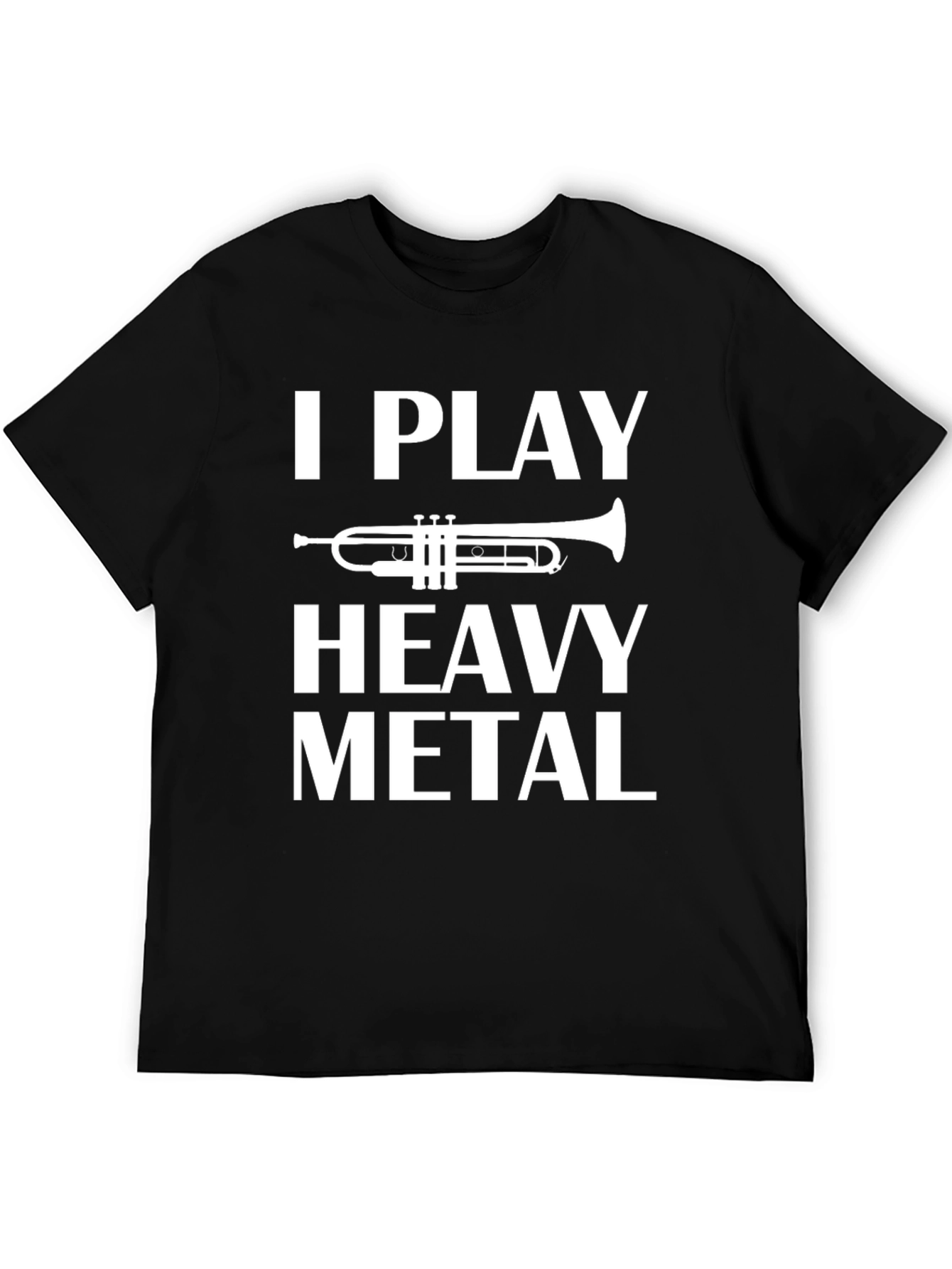 Black I Play Heavy Metal Trumpet T-Shirt view 5
