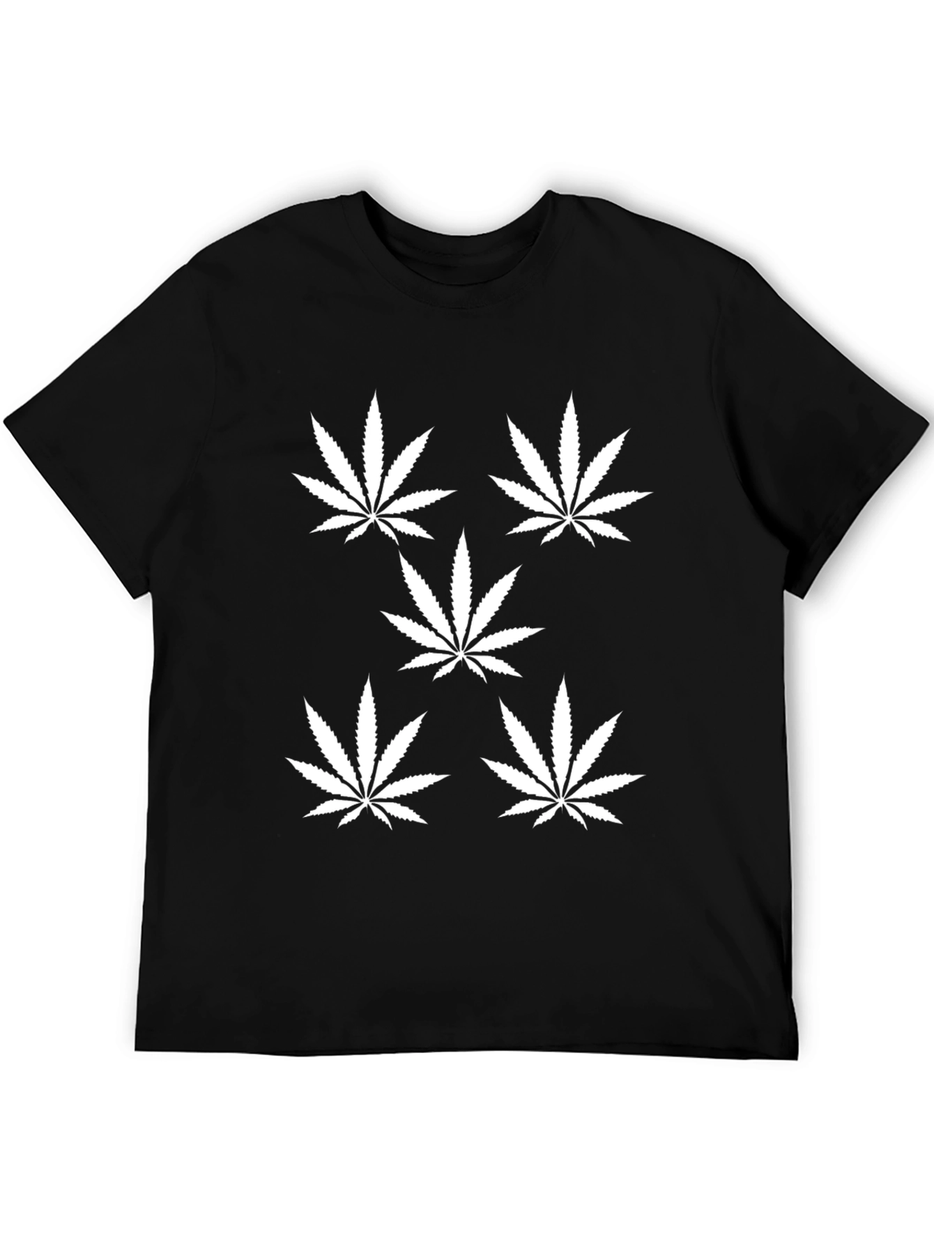 Black Cannabis Leaf Graphic Black T-Shirt view 5