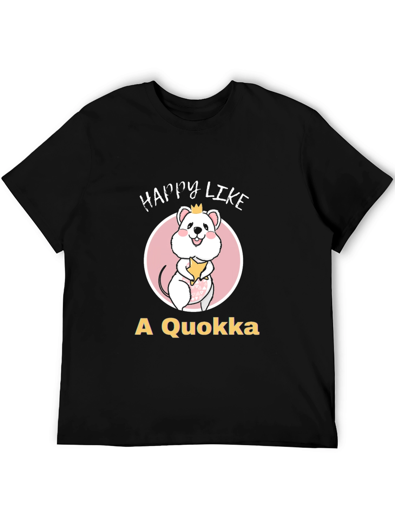 Black Happy Like A Quokka Black T-Shirt view 5