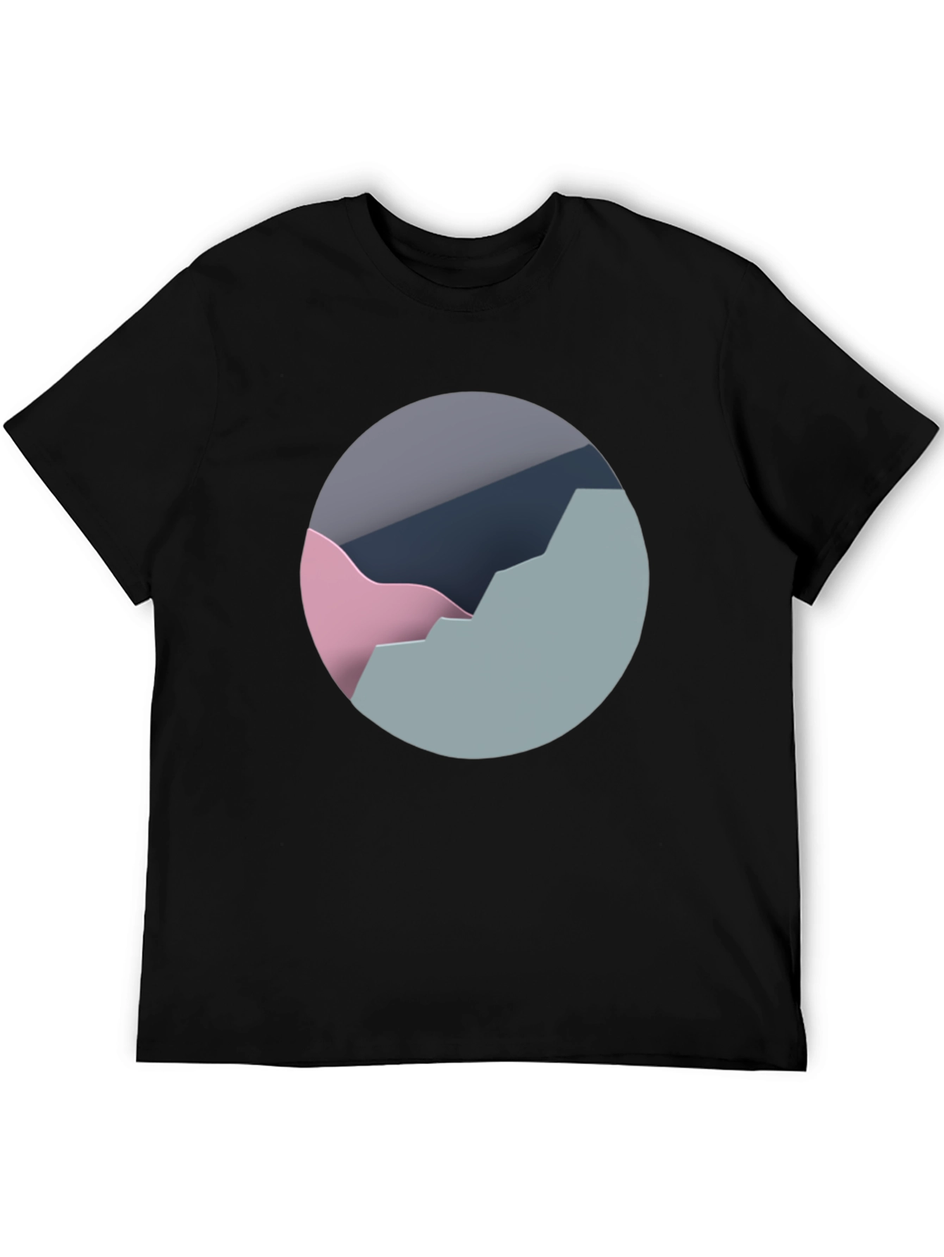 Black Abstract Mountain Graphic Tee - Modern Black T-Shirt view 5