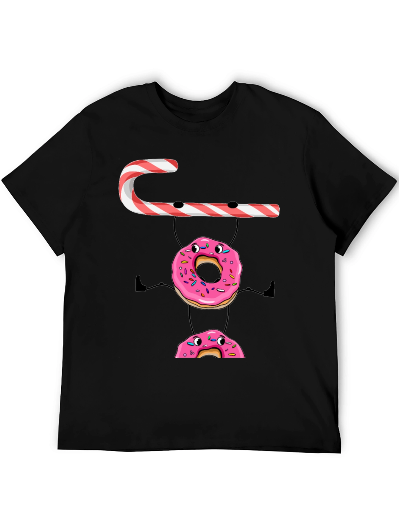 Black Candy Cane Donut Stack T-Shirt view 5