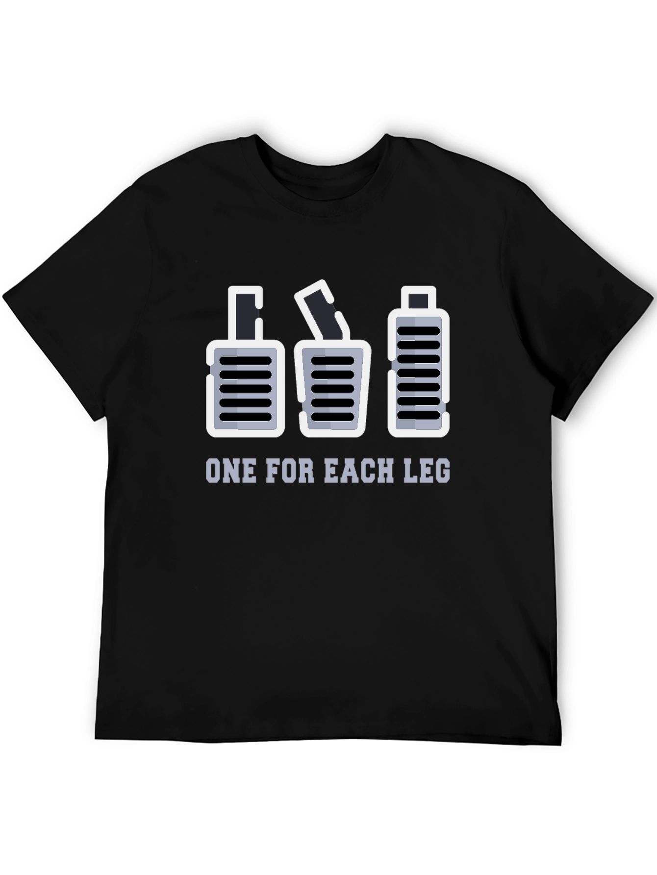 Black One for Each Leg Funny Manual Transmission T-Shirt view 5