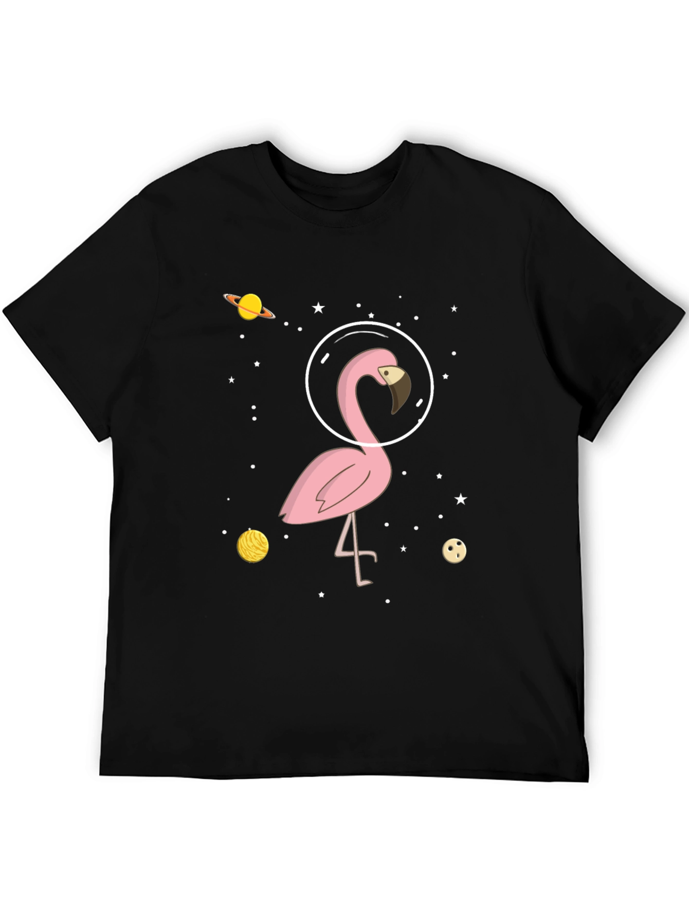 Black Space Flamingo T-Shirt - Men's Black Graphic Tee view 5