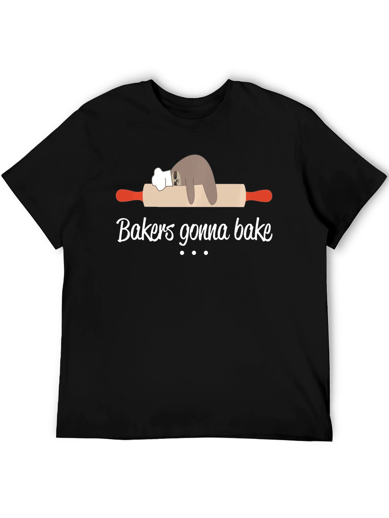 Black Baker Sloth T-Shirt - Funny Baking Tee view 5