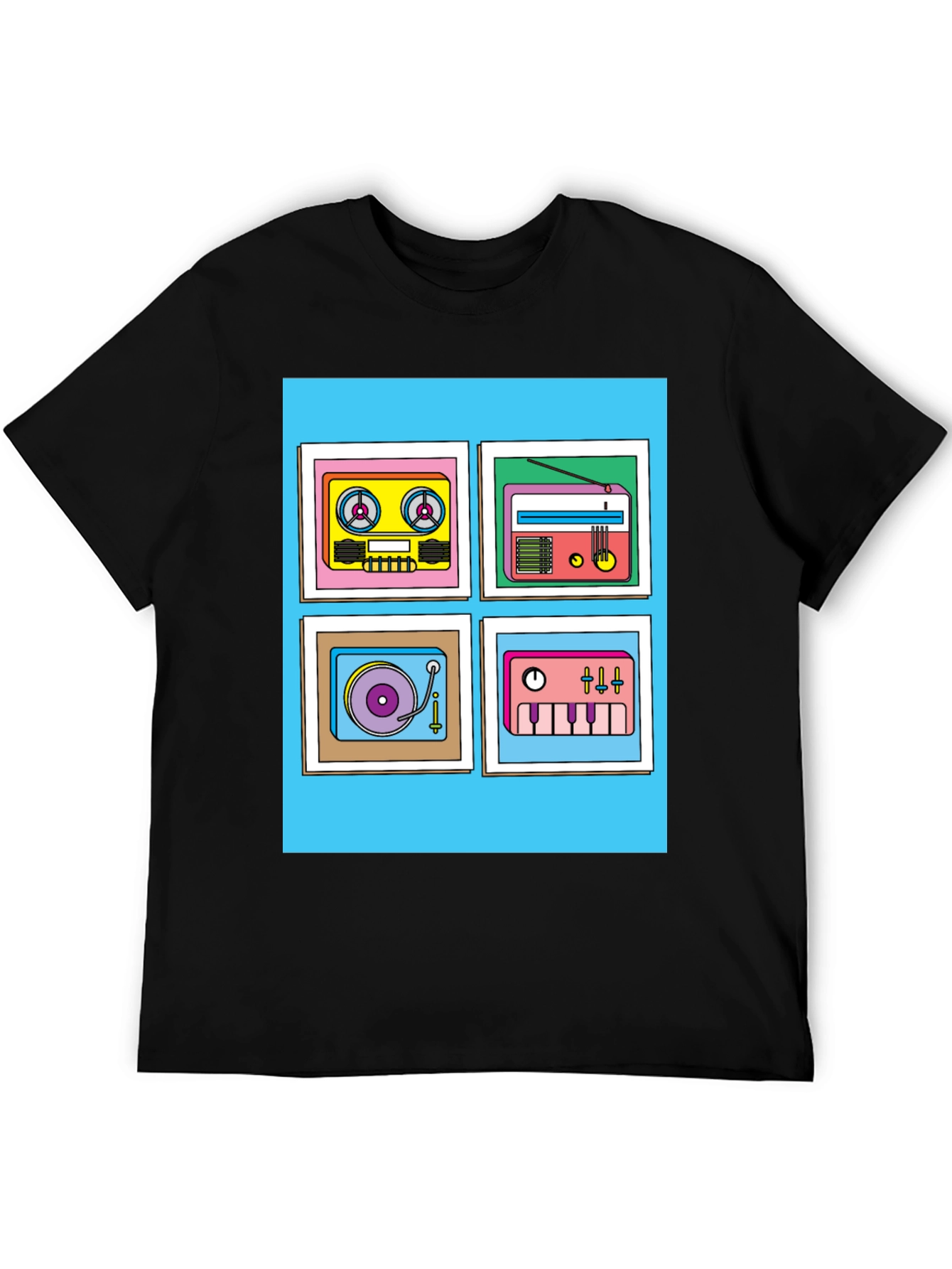 Black Retro Music Graphic Tee - Classic Style view 5