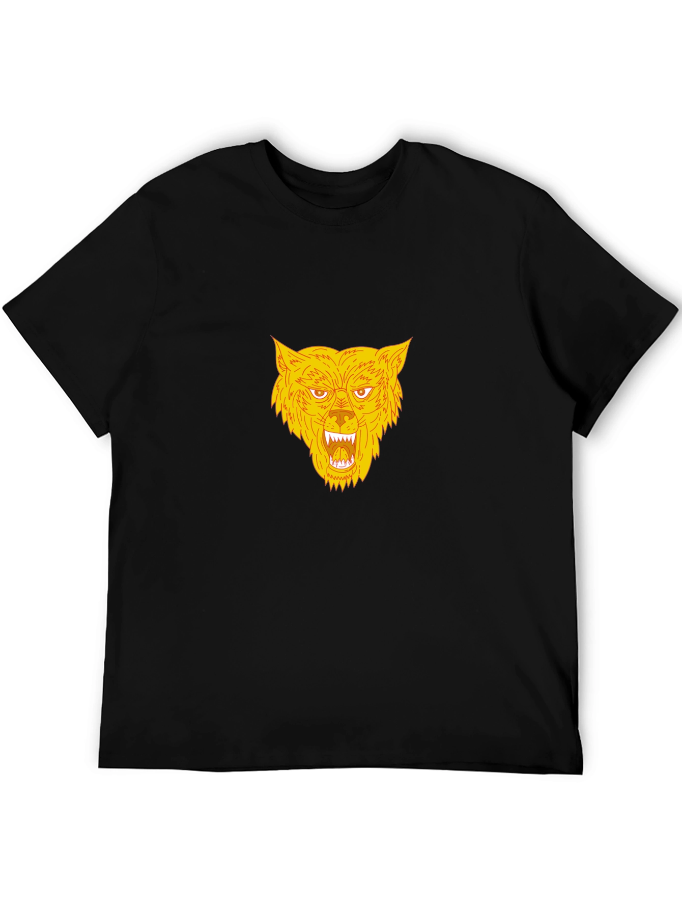 Black Black T-Shirt with Bold Wolf Graphic view 5