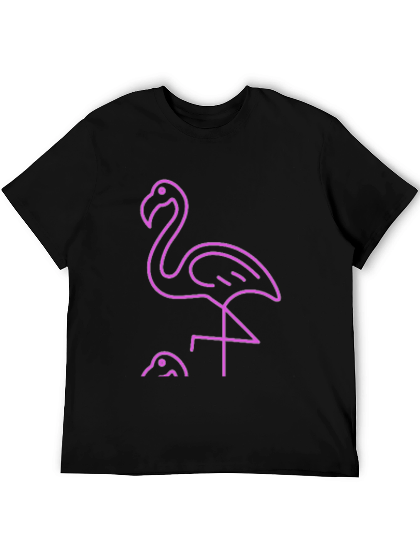 Black Neon Flamingo Graphic Tee - Stylish Black T-Shirt view 5