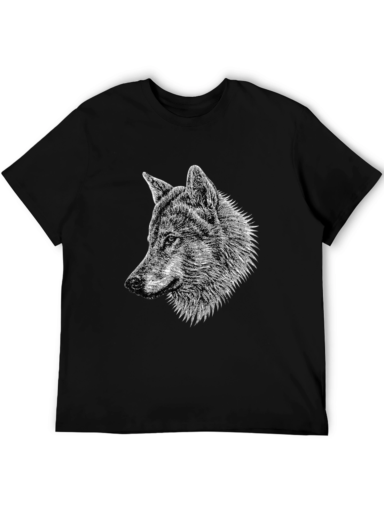 Black Wolf Graphic Tee - Black Cotton T-Shirt view 5