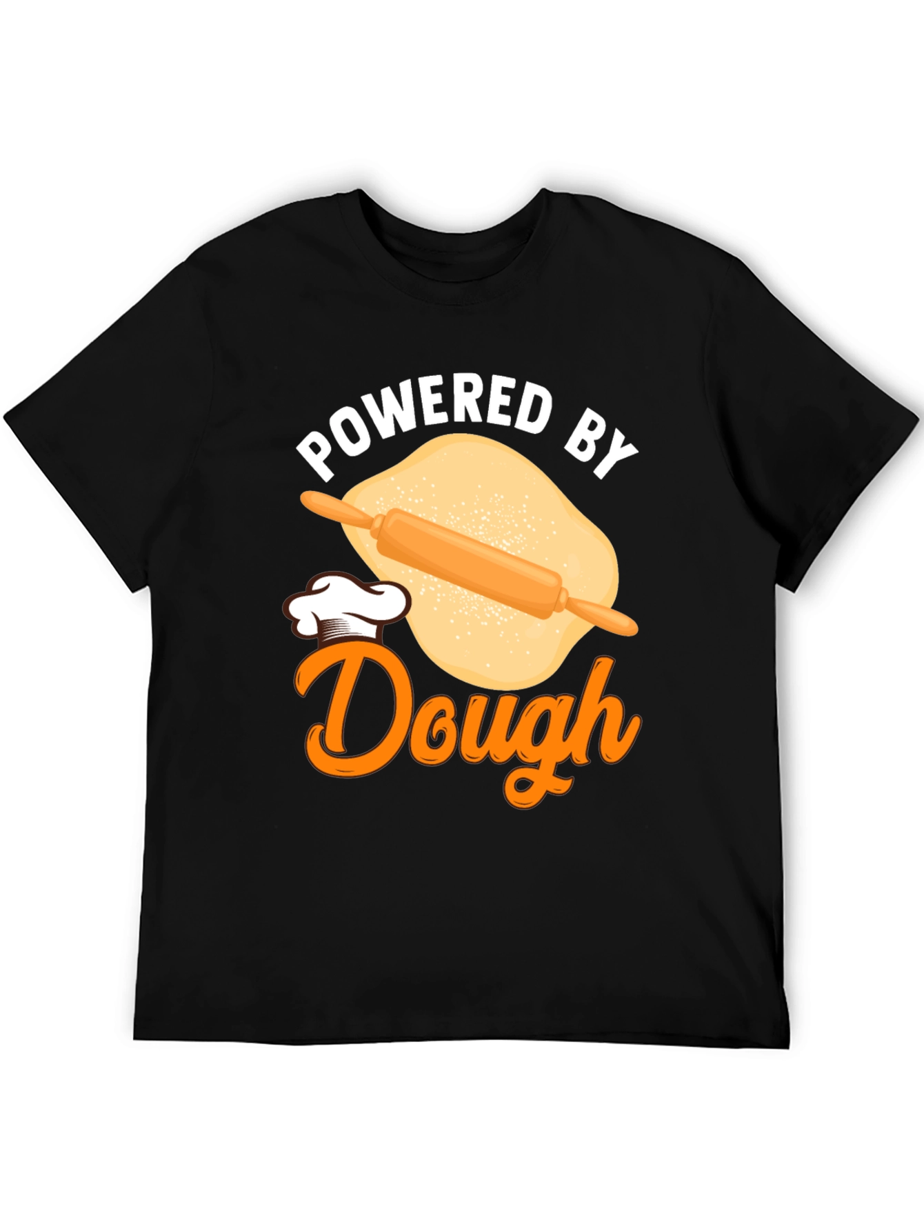 Black Powered by Dough Funny Baking T-Shirt view 5