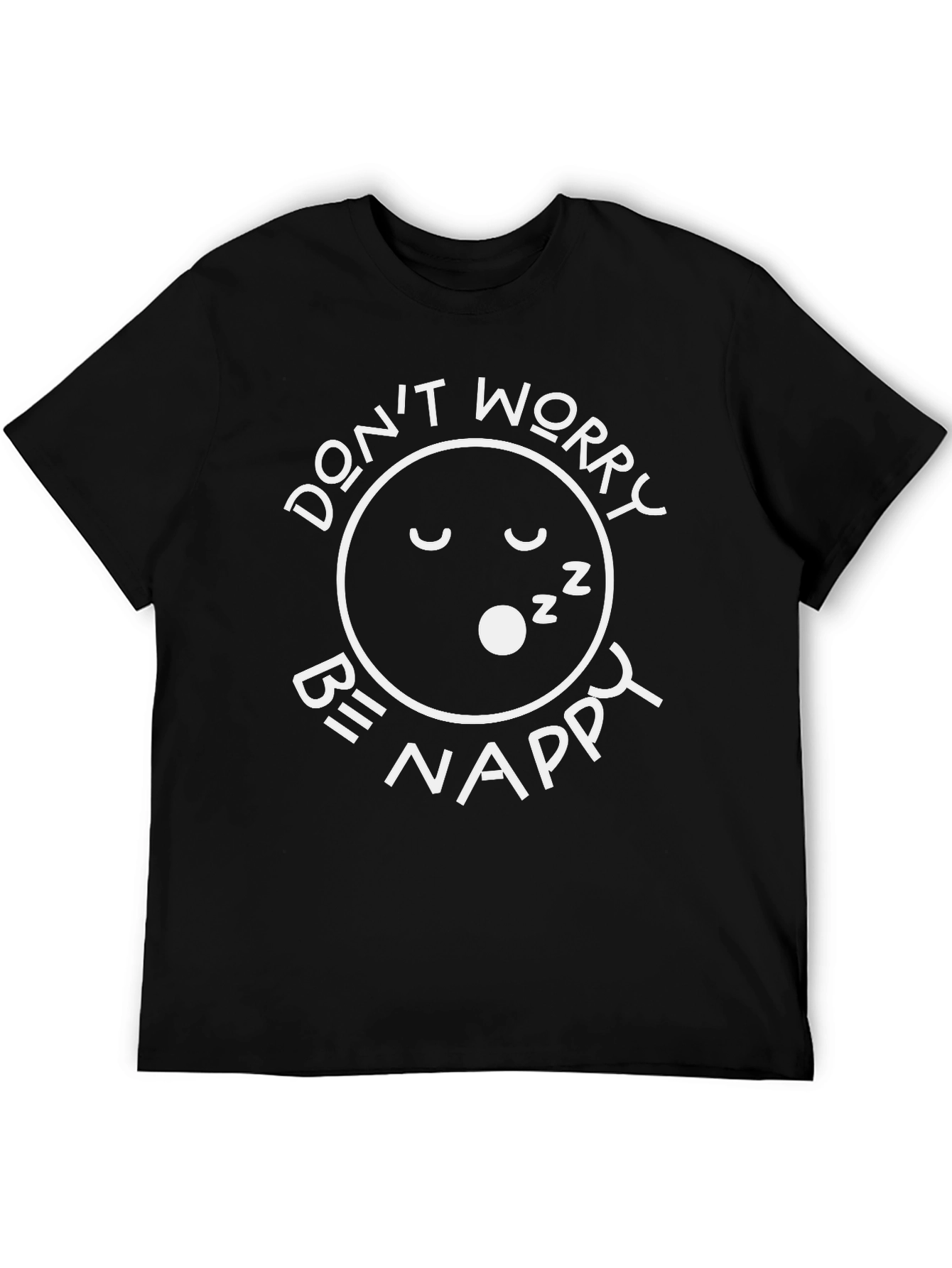 Black Don't Worry Be Nappy Black T-Shirt view 5