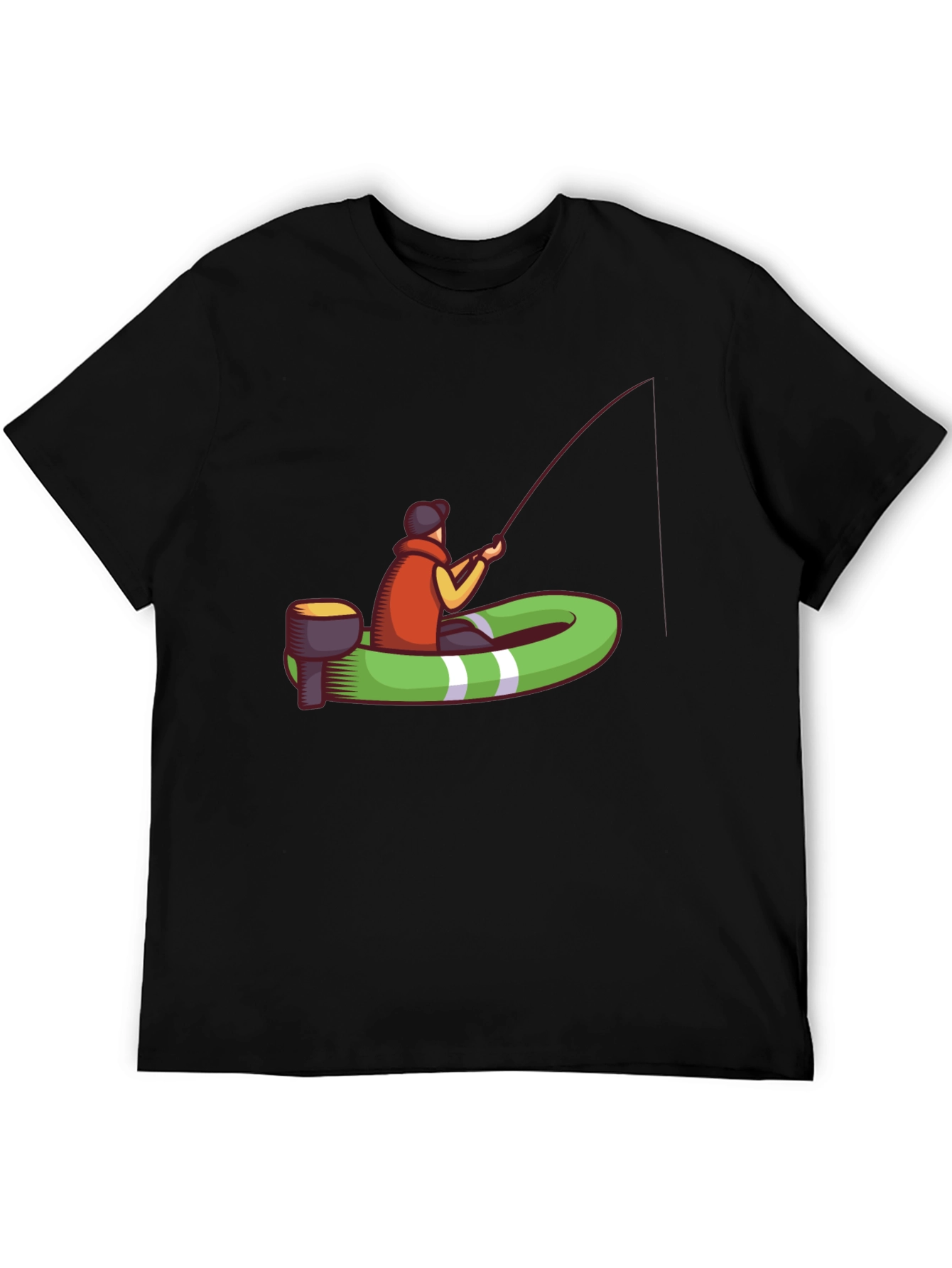 Black Fishing Boat T-Shirt - Casual Graphic Tee view 5