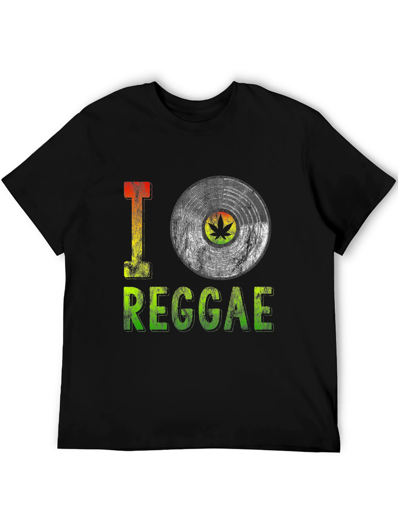 Black I Love Reggae Vinyl Record Graphic Tee - Black view 5