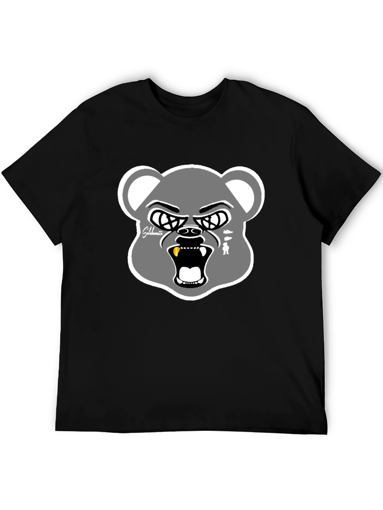 Black Graphic Bear Head T-Shirt - Cool Streetwear view 5