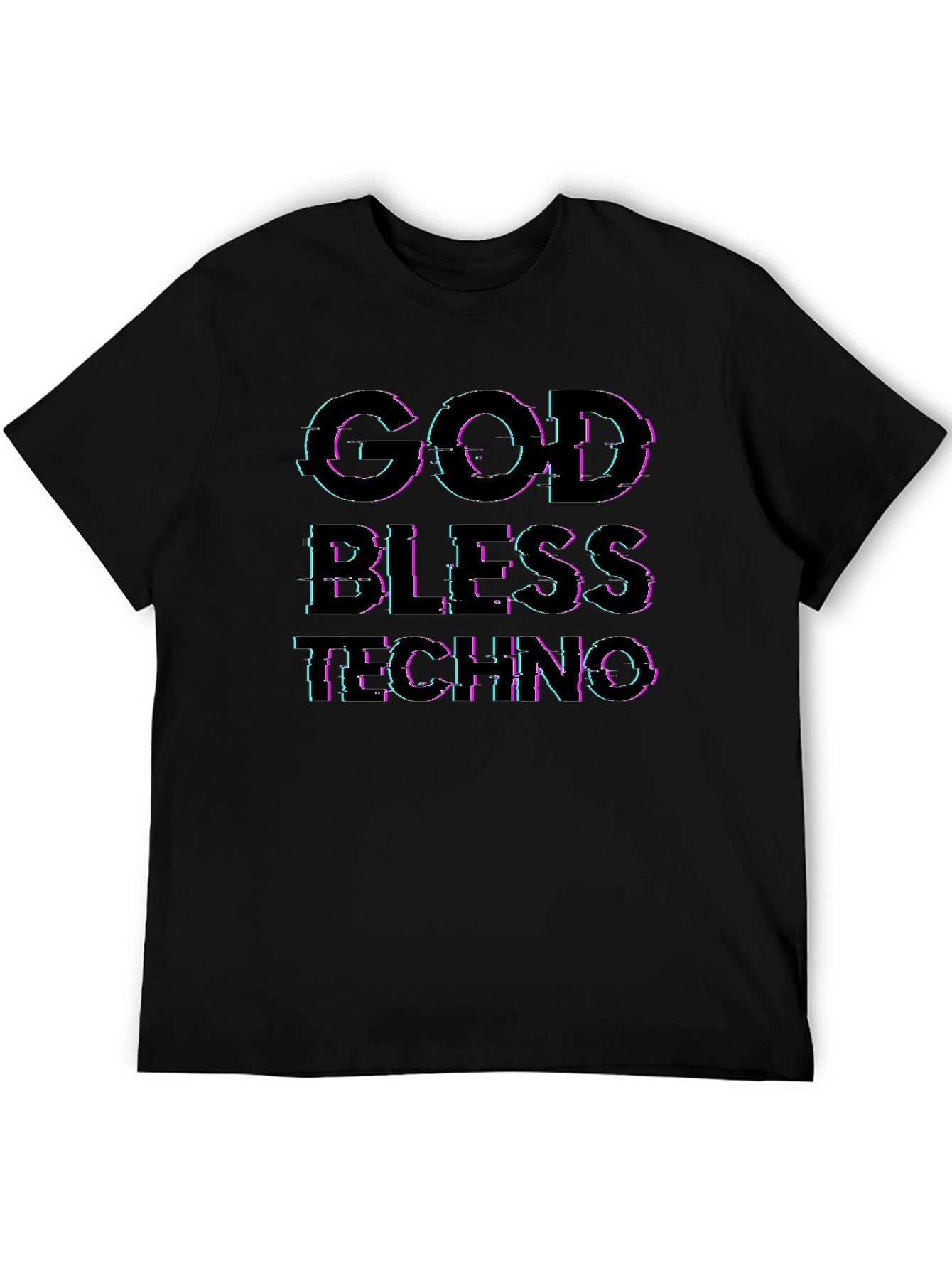 Black God Bless Techno Glitch Tee view 5