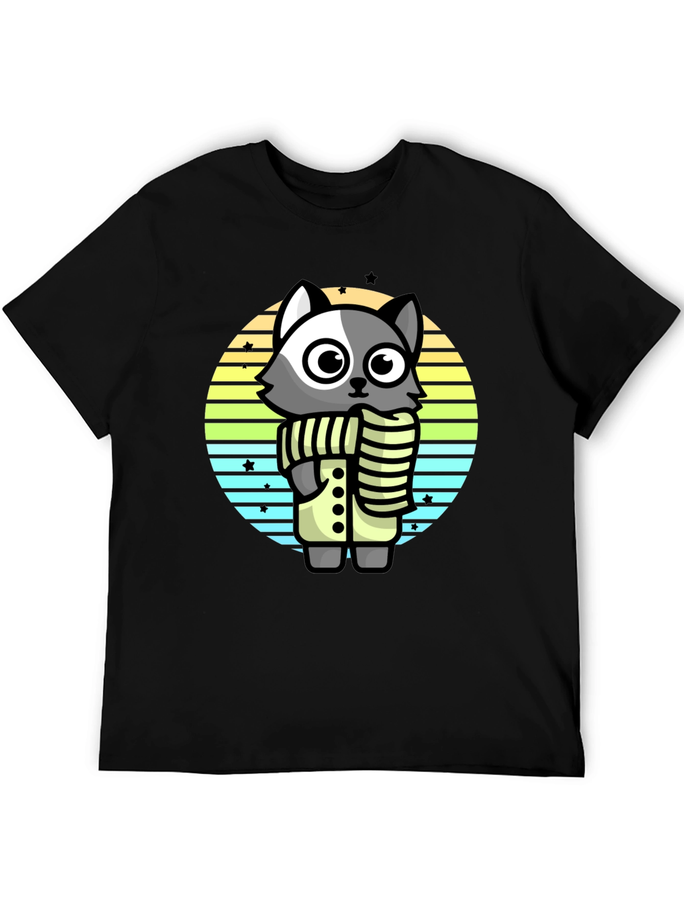Black Cute Raccoon T-Shirt - Stylish Cartoon Design view 5