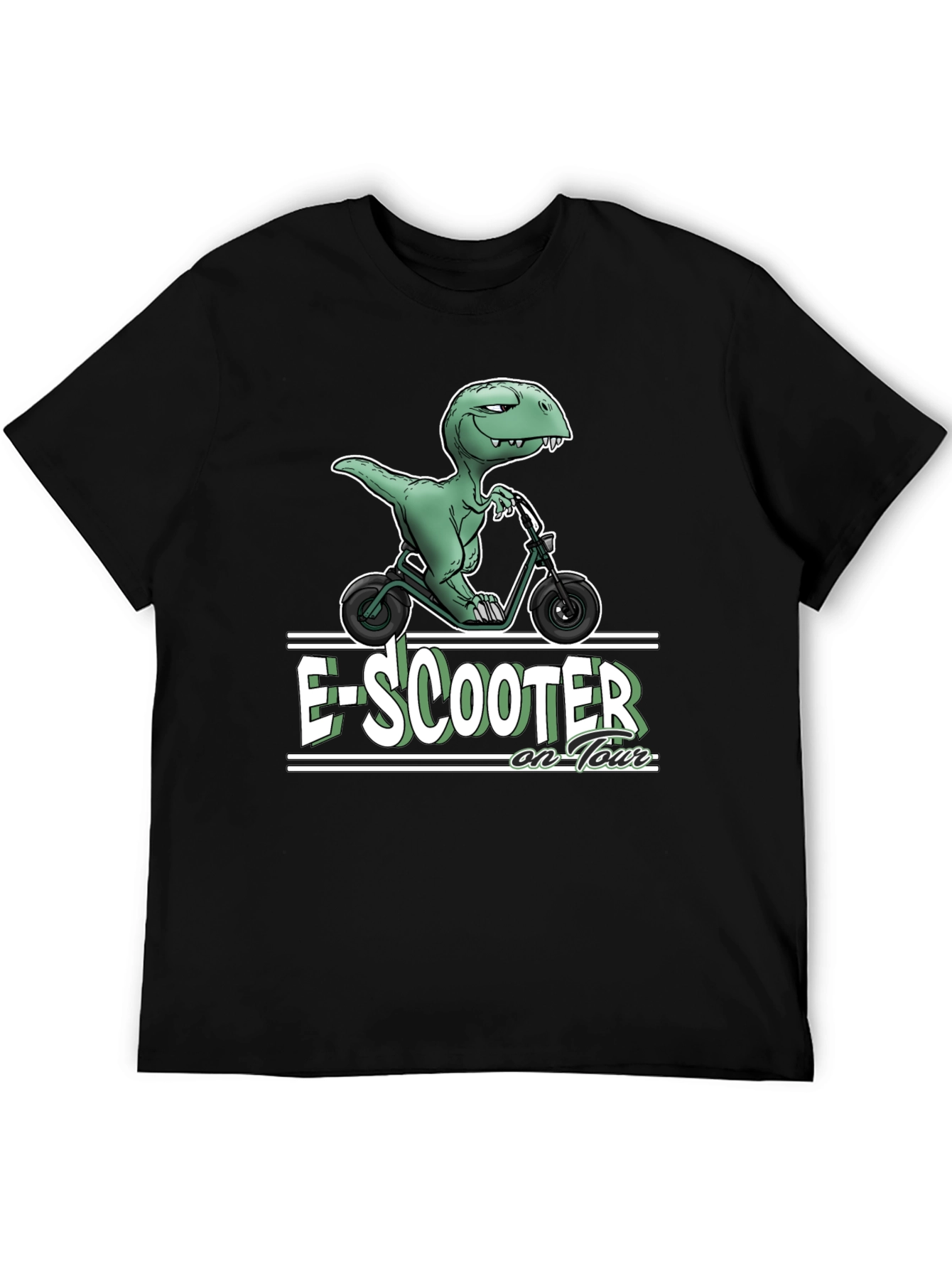 Black E-Scooter Dinosaur T-Shirt - On Tour view 5