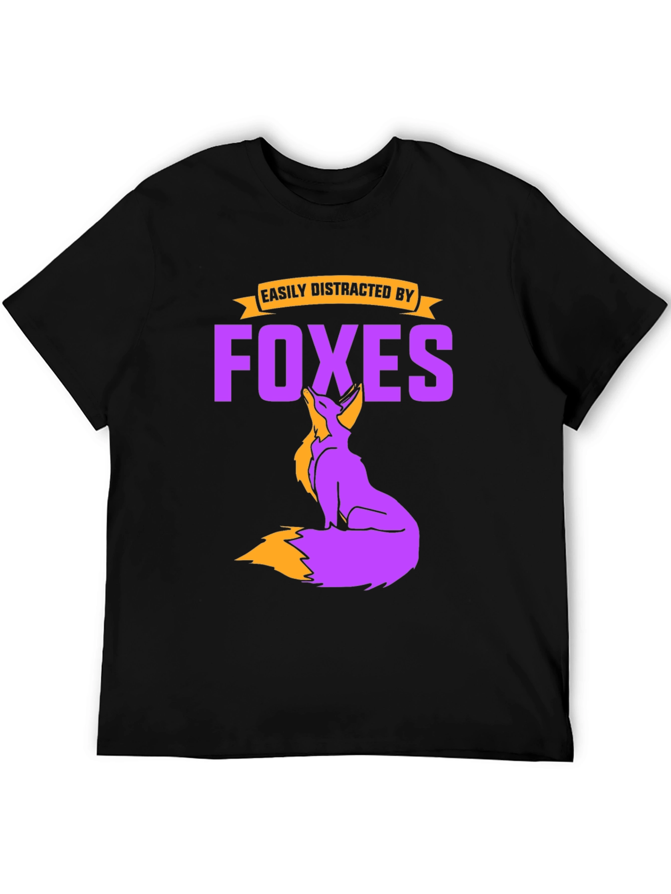 Black Easily Distracted By Foxes Graphic T-Shirt view 5