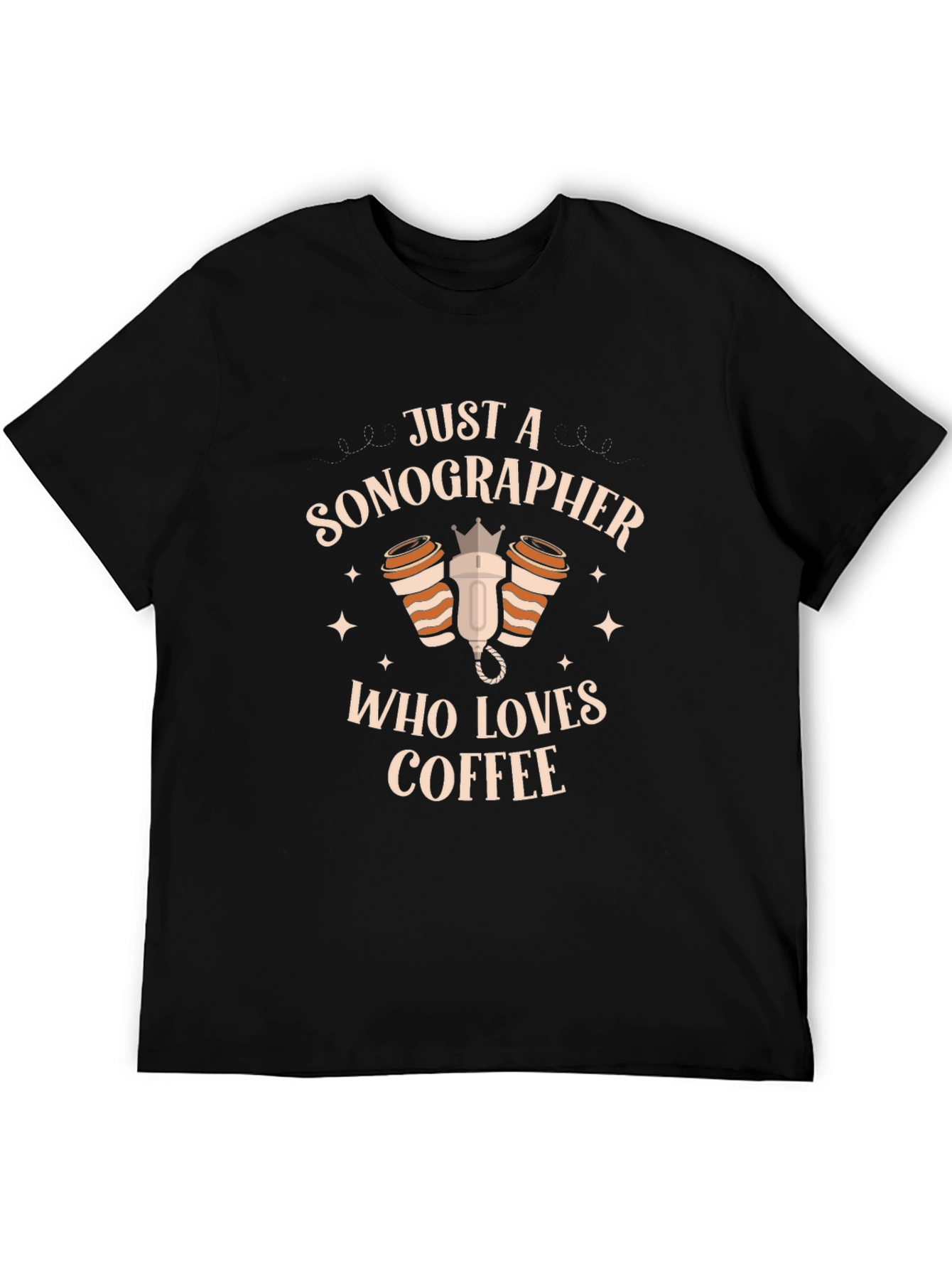 Black Sonographer Coffee Lover Black T-Shirt view 5