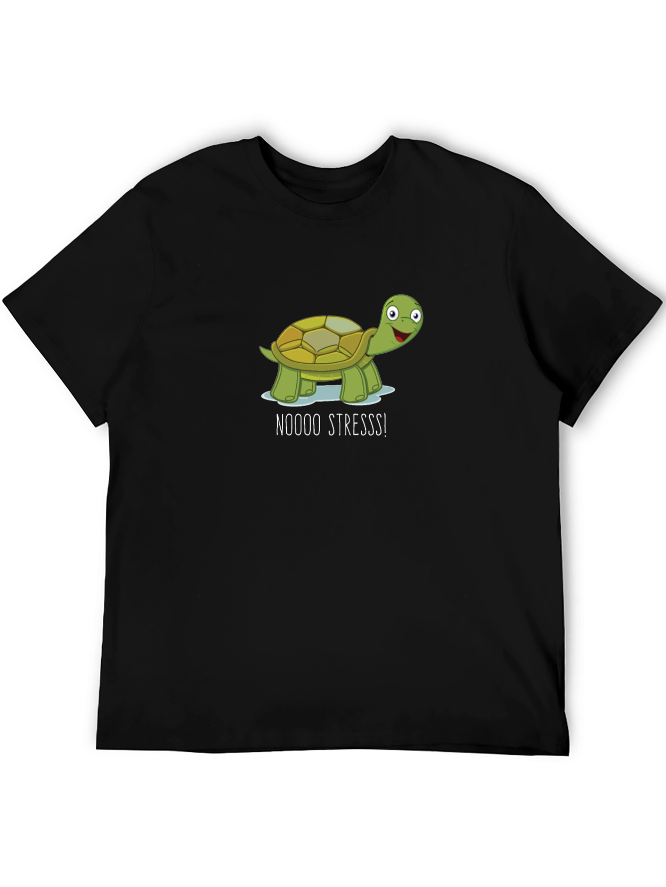 Black No Stress Turtle Black T-Shirt view 5