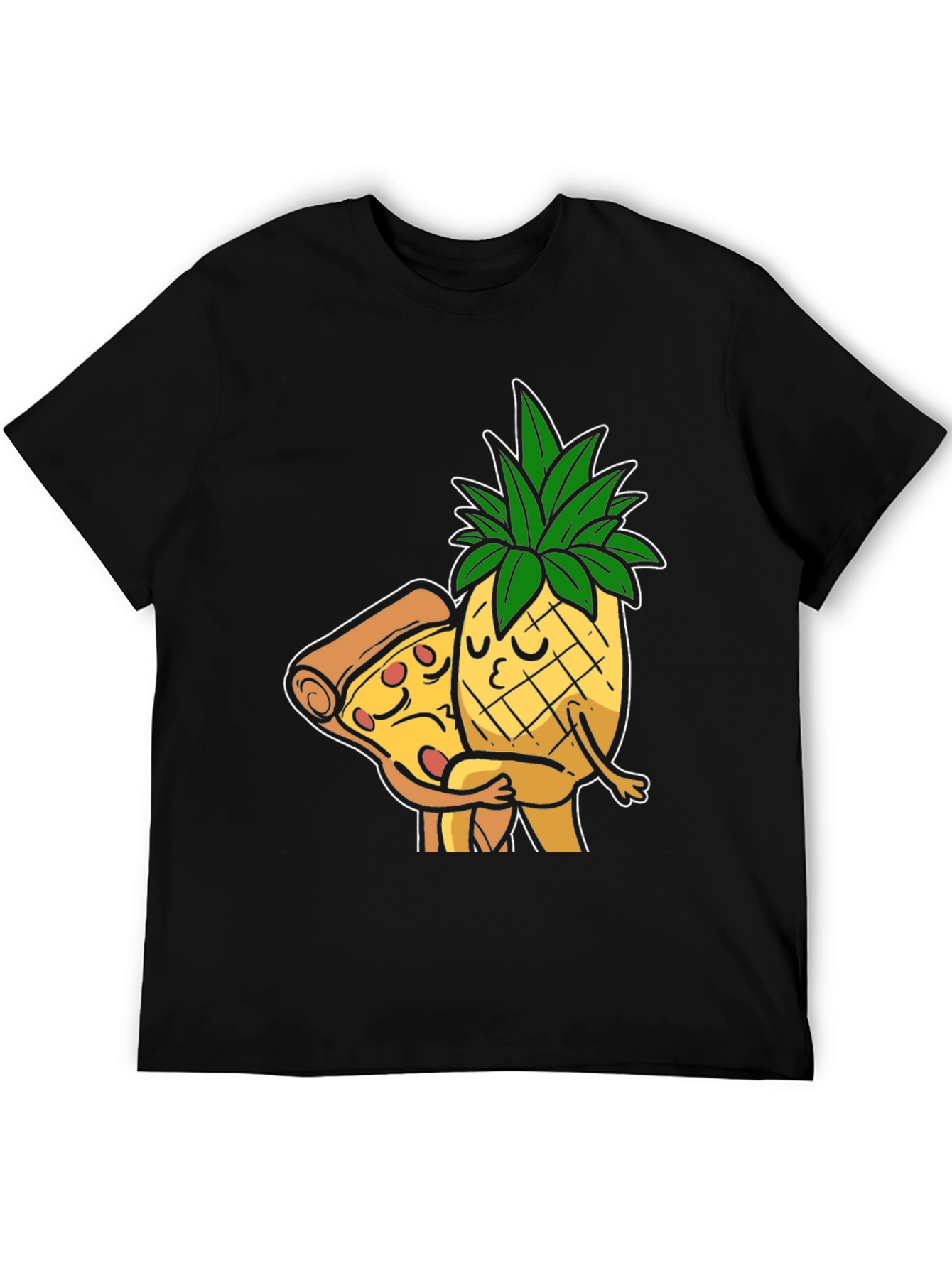 Black Pizza & Pineapple Hugs Graphic T-Shirt view 5