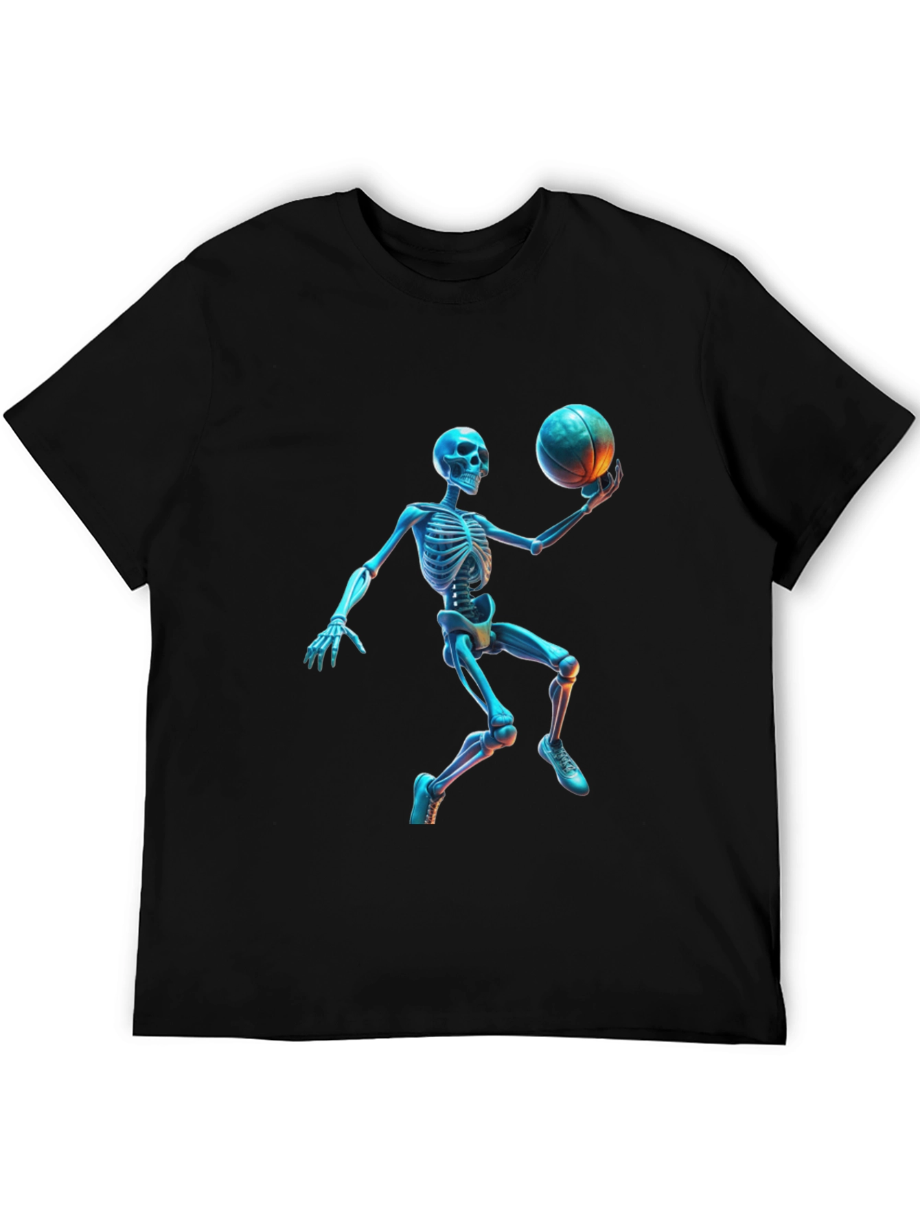 Black Skeleton Basketball Graphic Tee - Cool & Unique Design view 5
