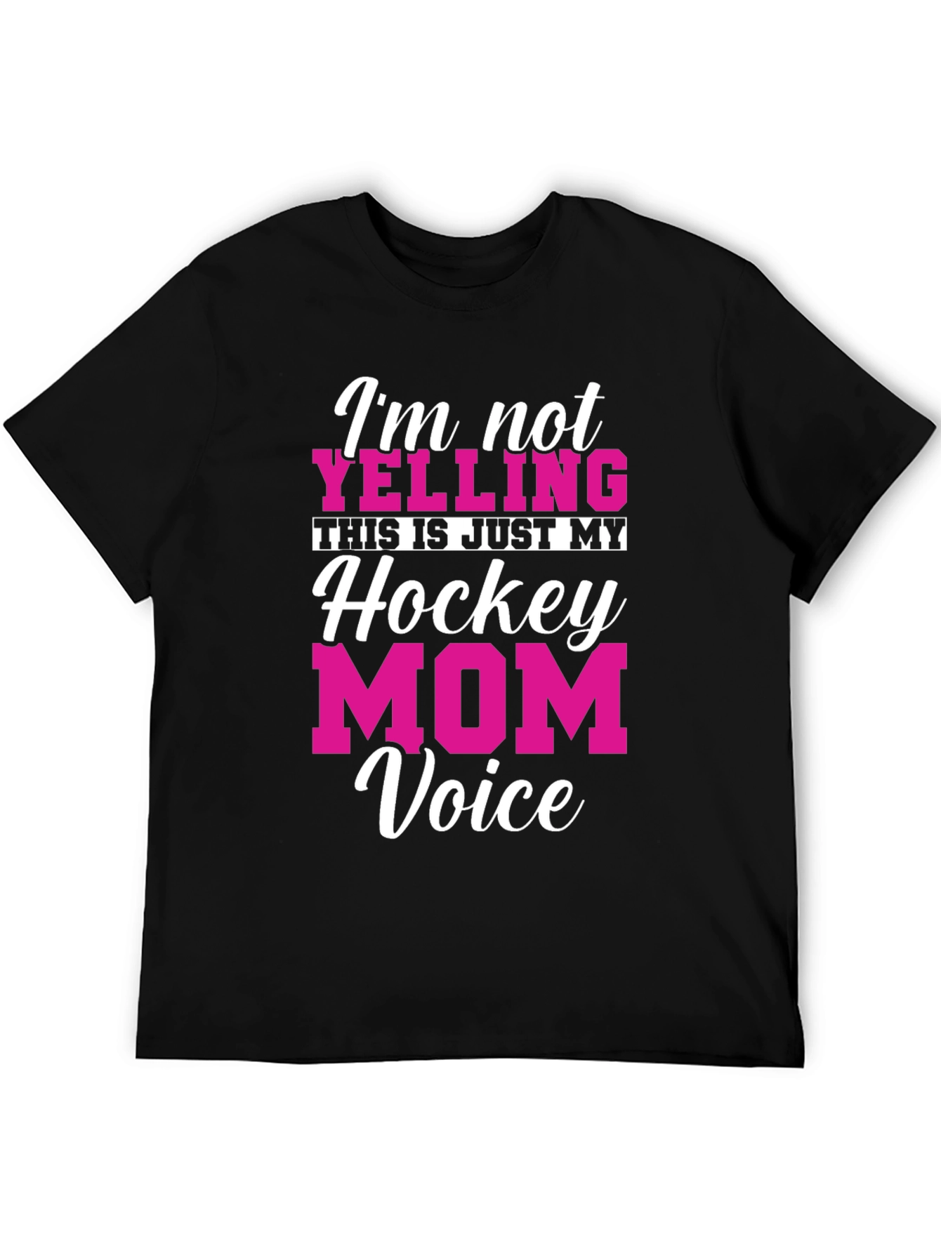 Black Hockey Mom Voice T-Shirt - Funny Graphic Tee view 5