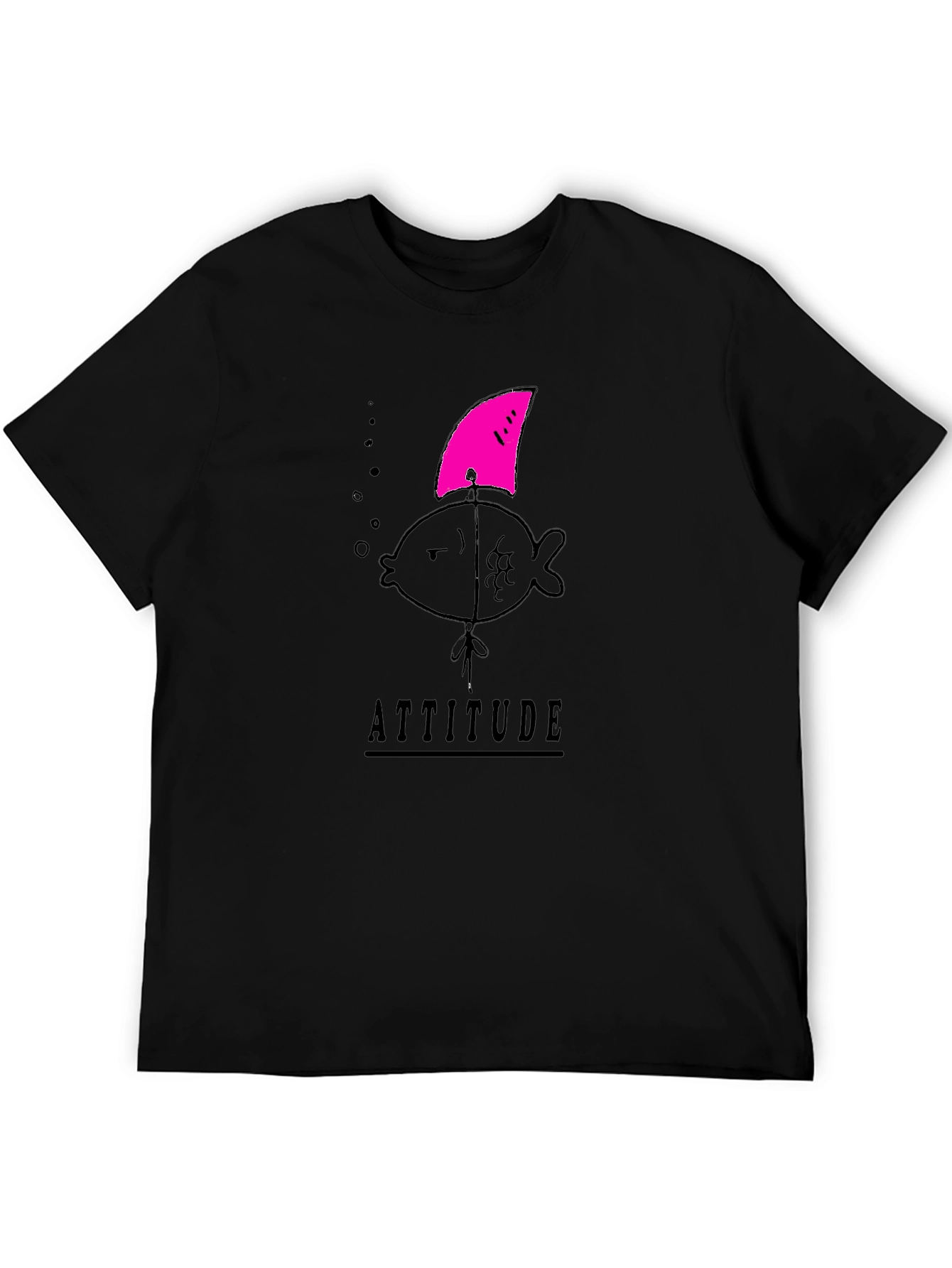Black Attitude Fish Tee - Shark Fin Humor view 5