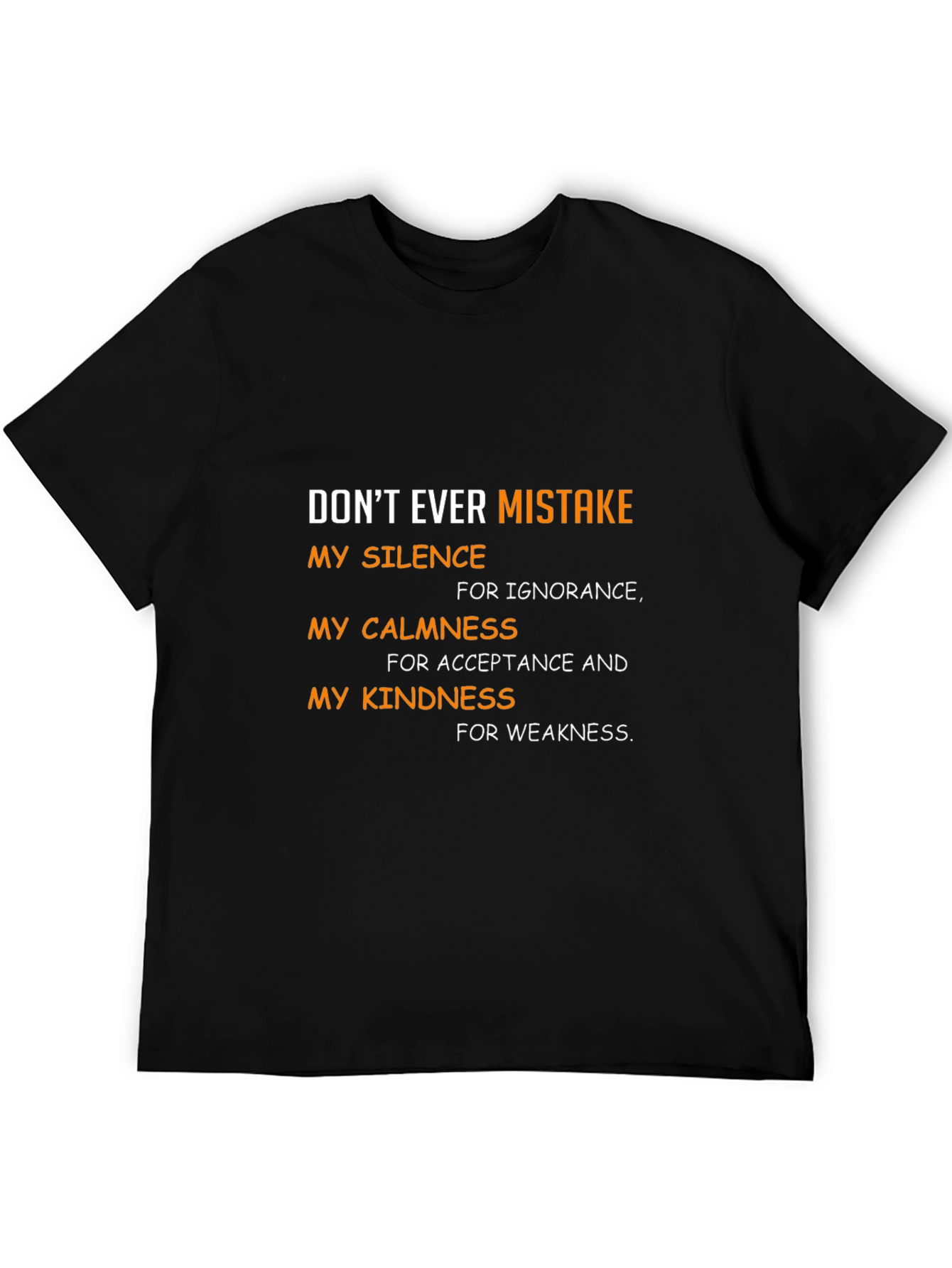 Black Men's Black T-Shirt - Don't Mistake My Silence view 5