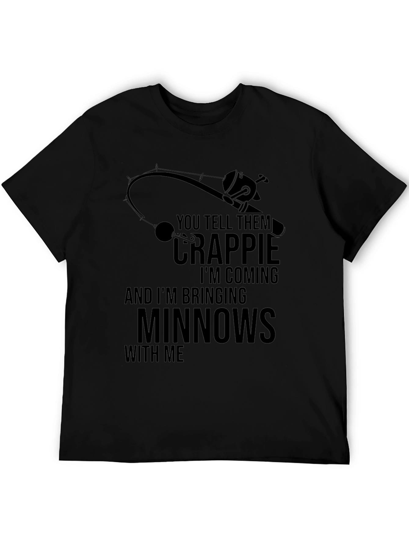 Black Crappie Fishing T-Shirt - Minnows & Rod Graphic view 5