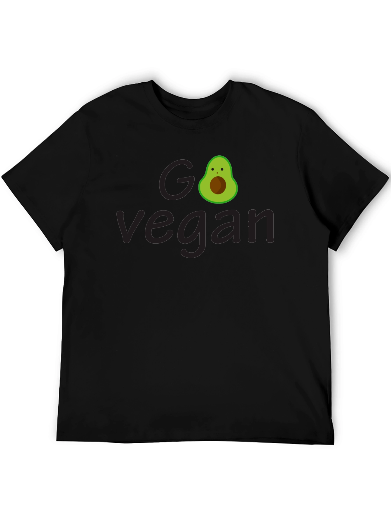 Black Go Vegan Avocado Tee - Unisex Black T-Shirt view 5