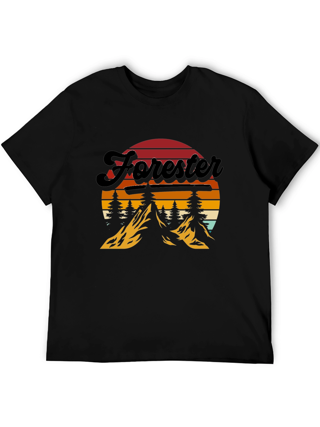 Black Forester Retro Sunset T-Shirt - Nature Inspired Design view 5