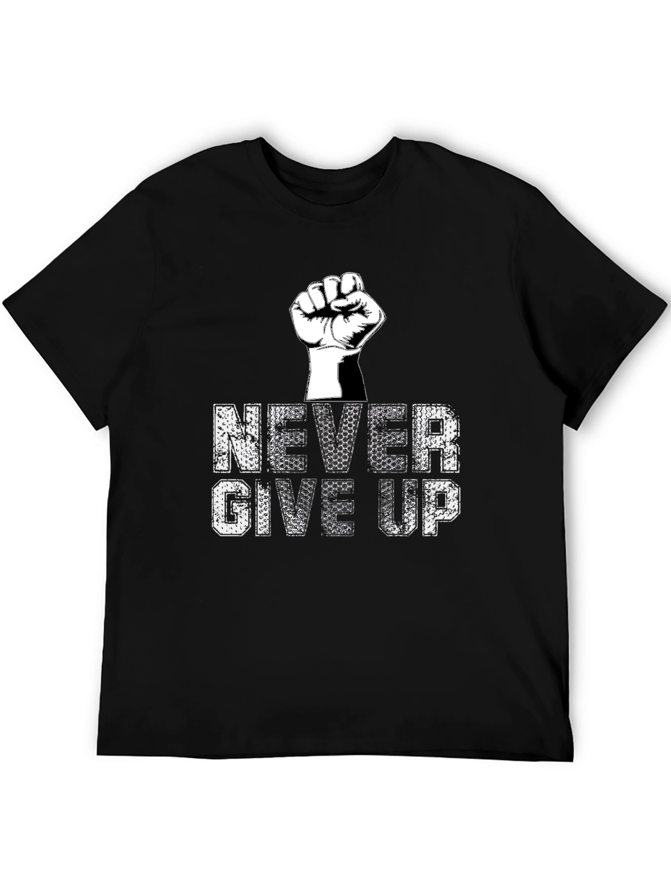 Black Never Give Up Graphic Tee - Motivational T-Shirt view 5